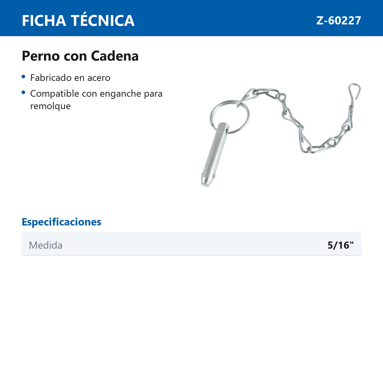 PERNO C/CADENA 5/16" - Imagen 2