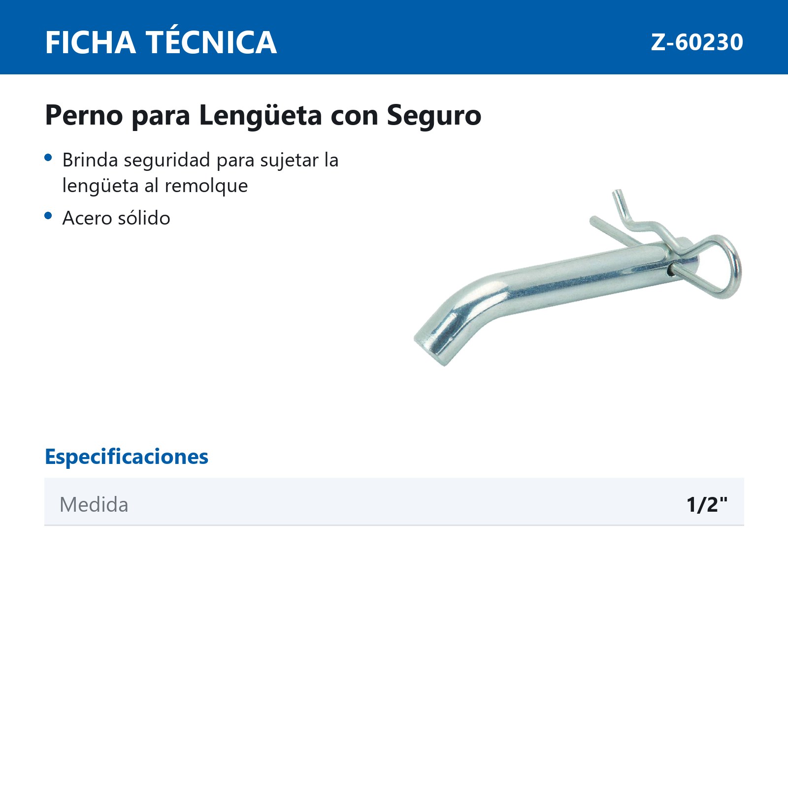 PERNO P/LENGÜETA C/SEGURO 1/2" - Imagen 2