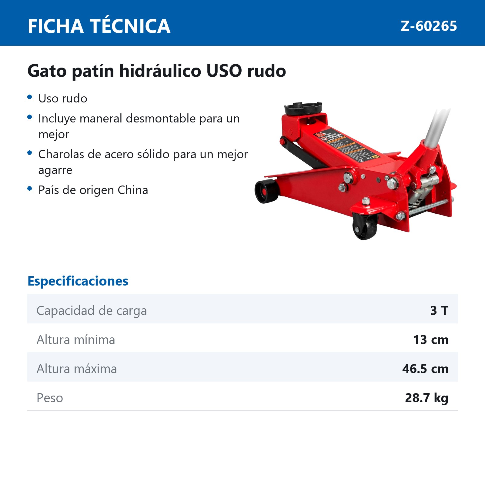 GATO PATIN 3 TON C/ESTUCHE - Imagen 2