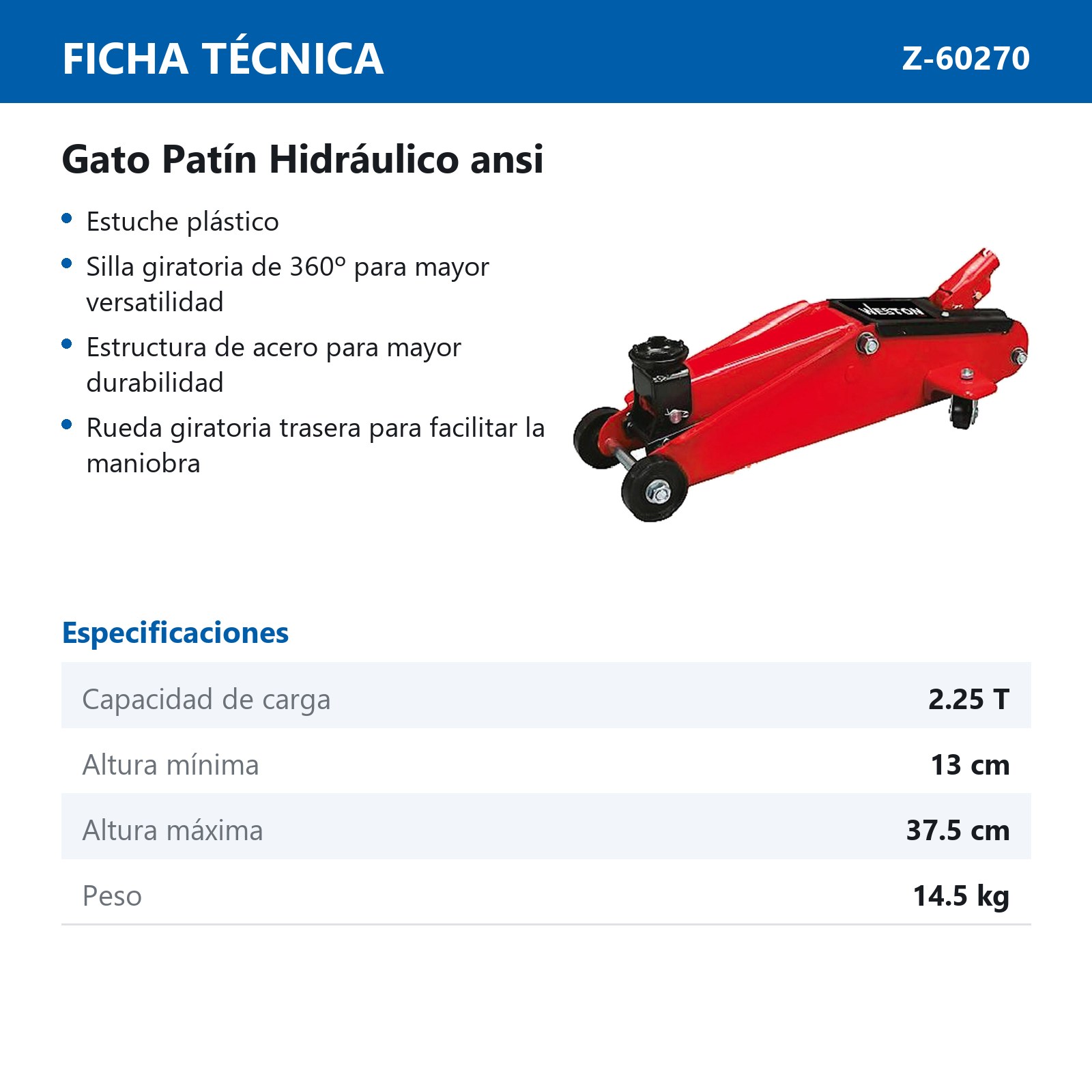 GATO PATIN ANSI 2.25 TON - Imagen 2