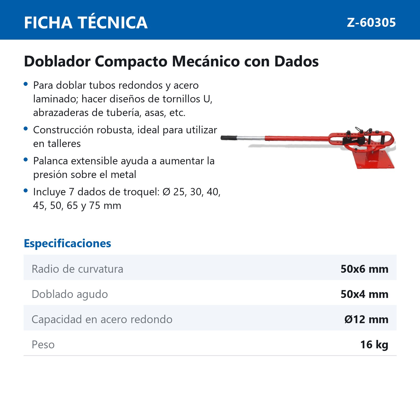 DOBLADOR COMPACTO MECANICO C/DADOS - Imagen 2