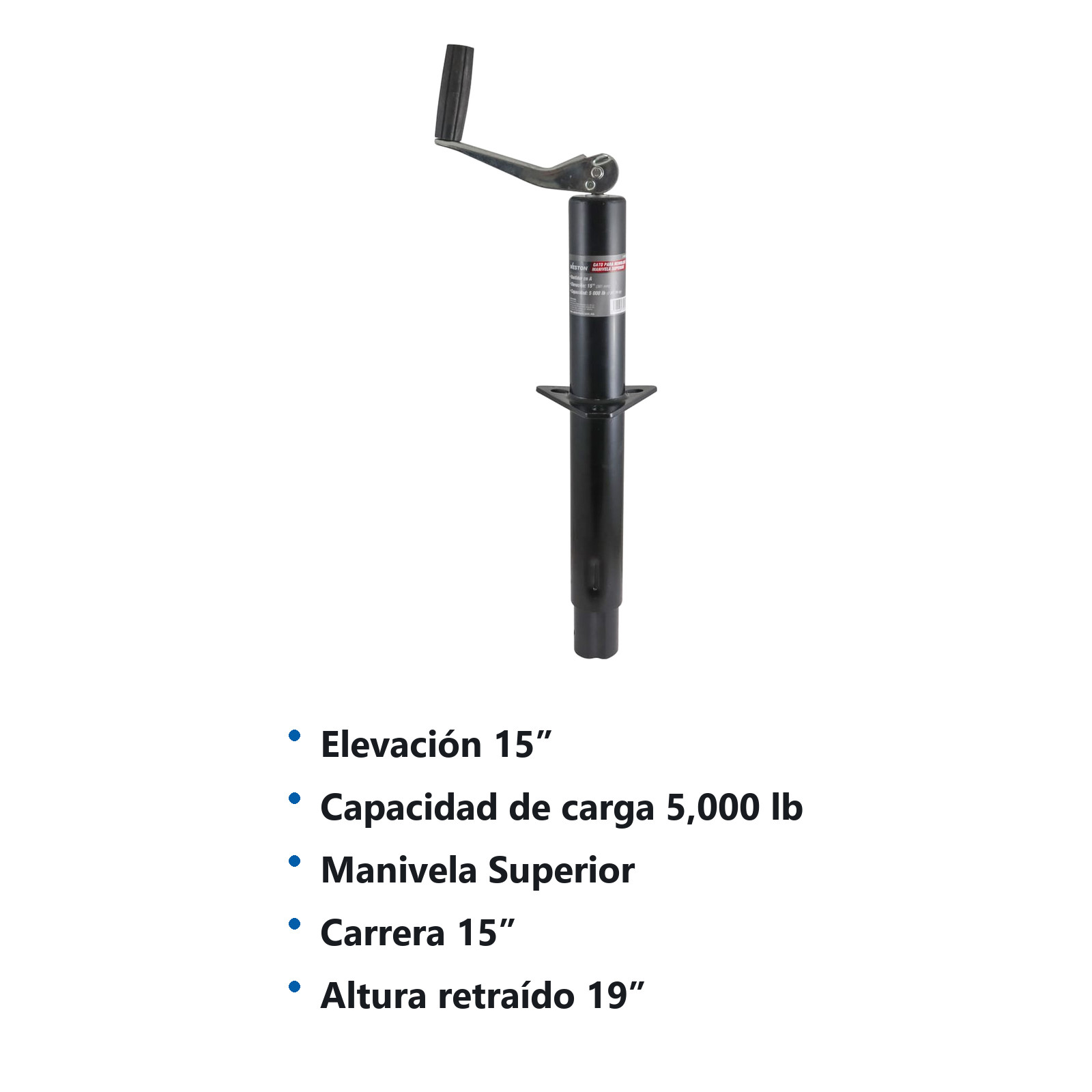 GATO P/REMOLQUE BASTIDOR EN "A" C/TUBO REDONDO MANIVELA SUPERIOR CAP. 5000 LB - Imagen 2