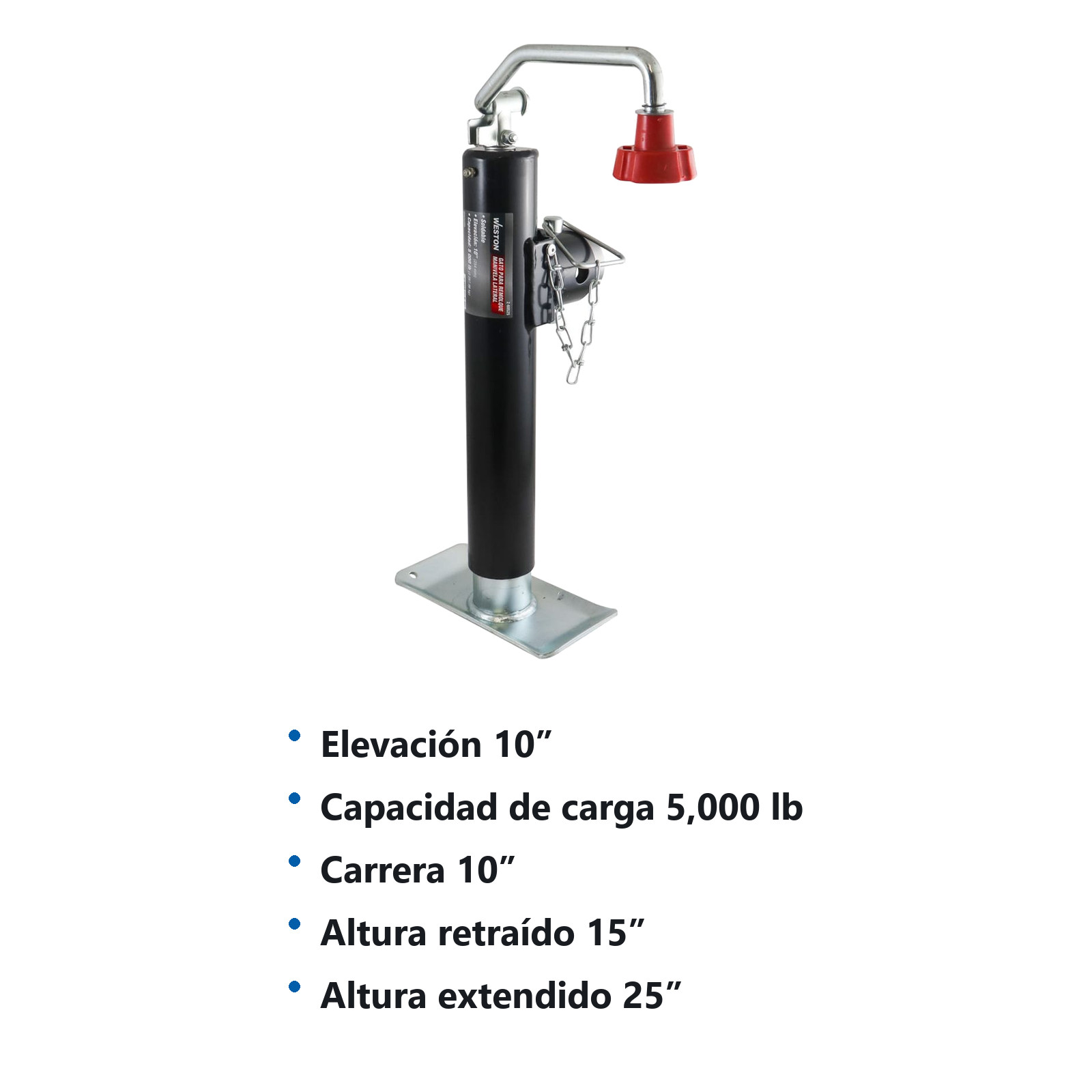 GATO P/REMOLQUE SOLDABLE C/TUBO REDONDO MANIVELA LATERAL CAP. 5000 LB - Imagen 2