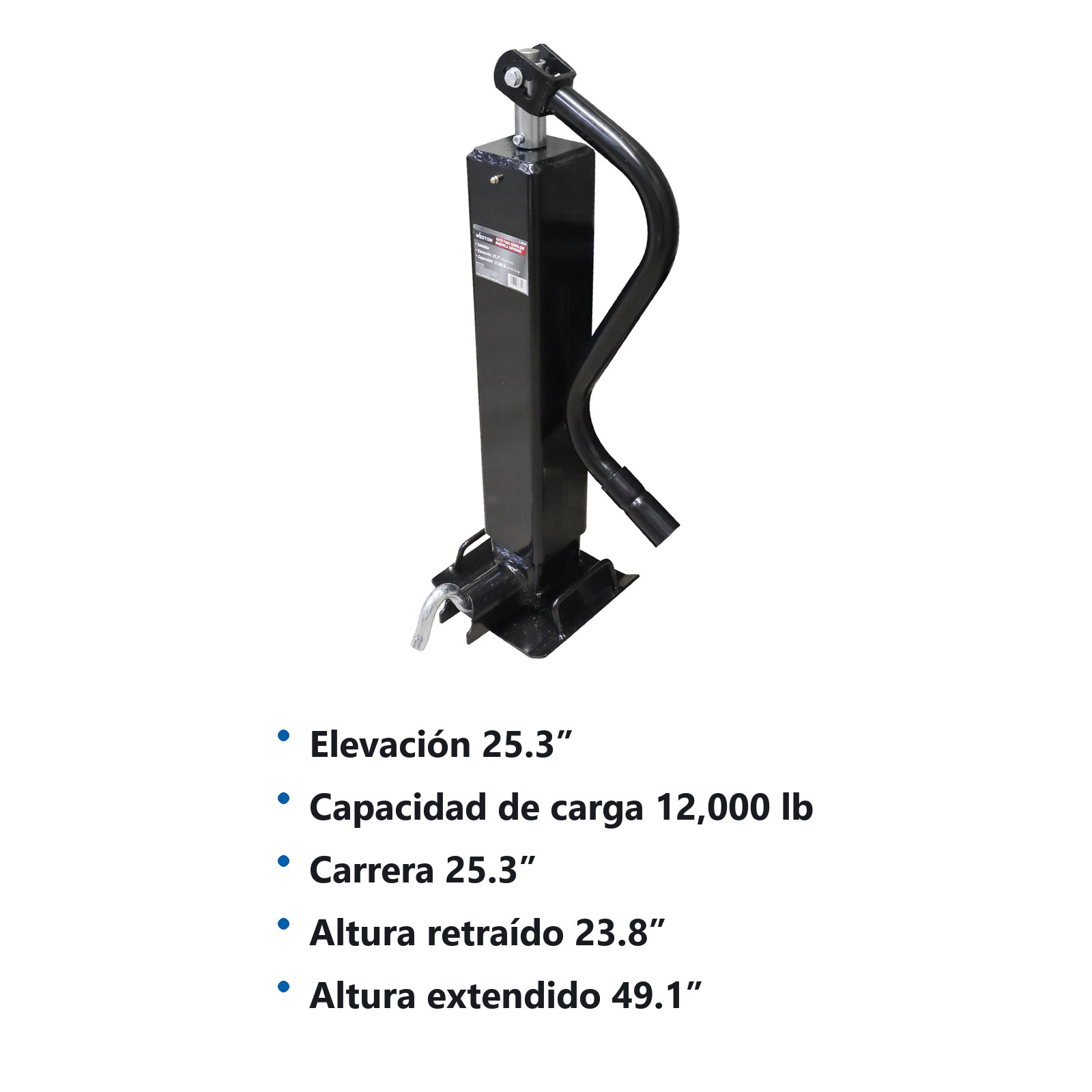 GATO P/REMOLQUE SOLDABLE C/TUBO CUADRADO MANIVELA SUPERIOR CAP. 12000 LB - Imagen 2