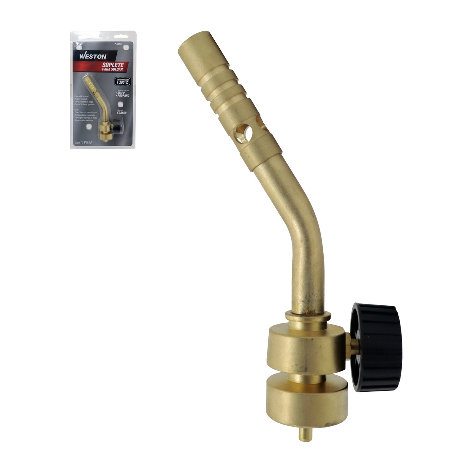 Soplete MAPP 1300°C Conexión CGA600 con Perilla Ajustable WESTON