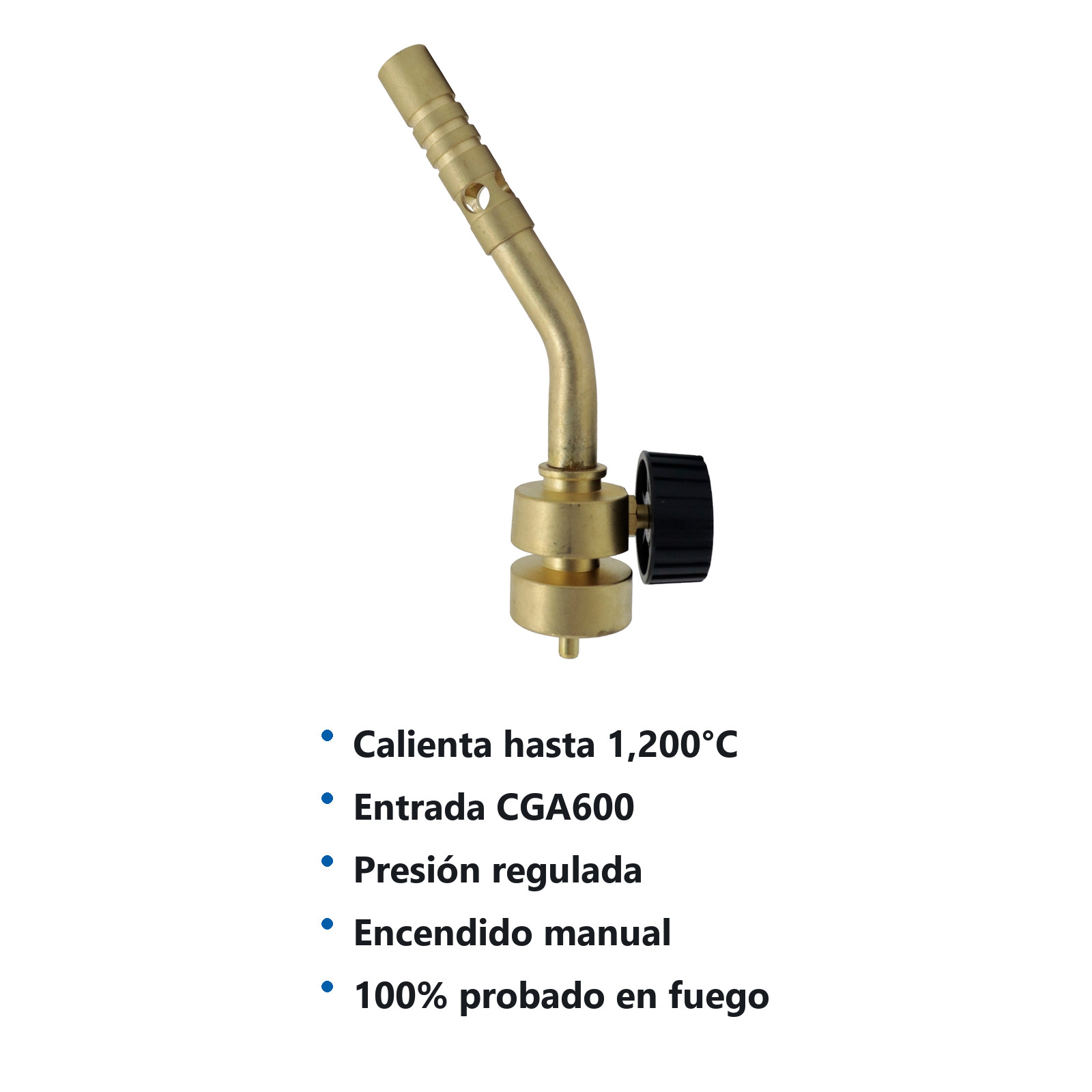 SOPLETE MAPP 1300 °C CGA600, PERILLA AJUSTABLE, CUERPO DE LATON Y VALVULA PLASTICA - Imagen 2