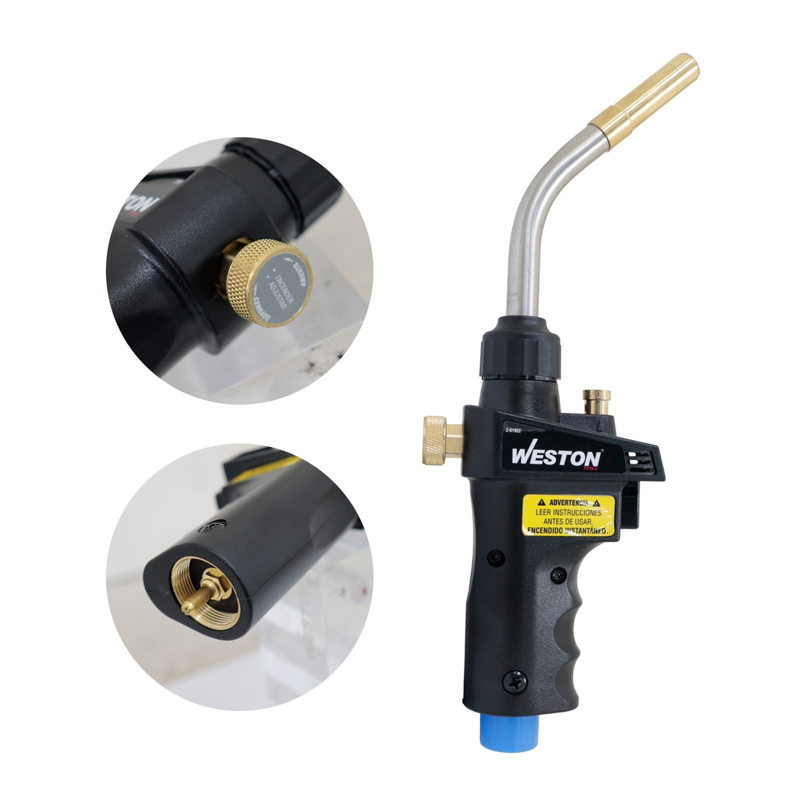 SOPLETE MAPP 1350°C CGA600 ENCENDIDO P/GATILLO CUERPO D/LATON ACERO INOX. - Imagen 2