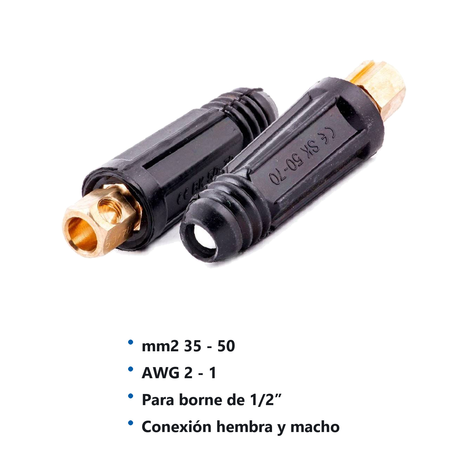 JGO.CONECTOR DE CABLE 35-50 P/CABL. 2-1 (HEMBRA Y MACHO) - Imagen 2
