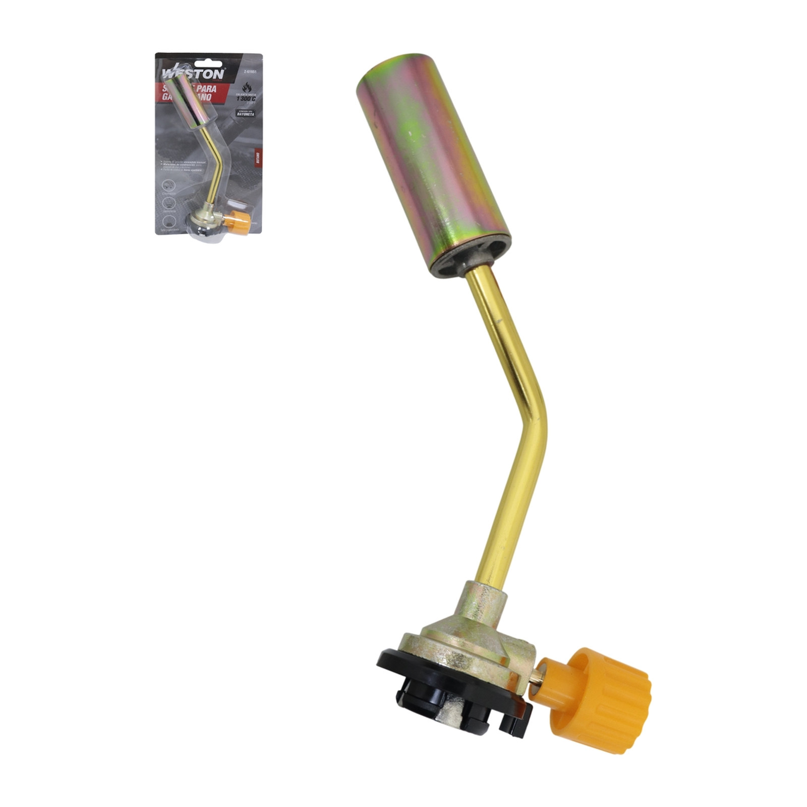 SOPLETE D/BUTANO ENCENDIDO MANUAL PERILLA PLASTICA CUERPO D/ACERO ALEADO CONEXION TIPO BAYONETA