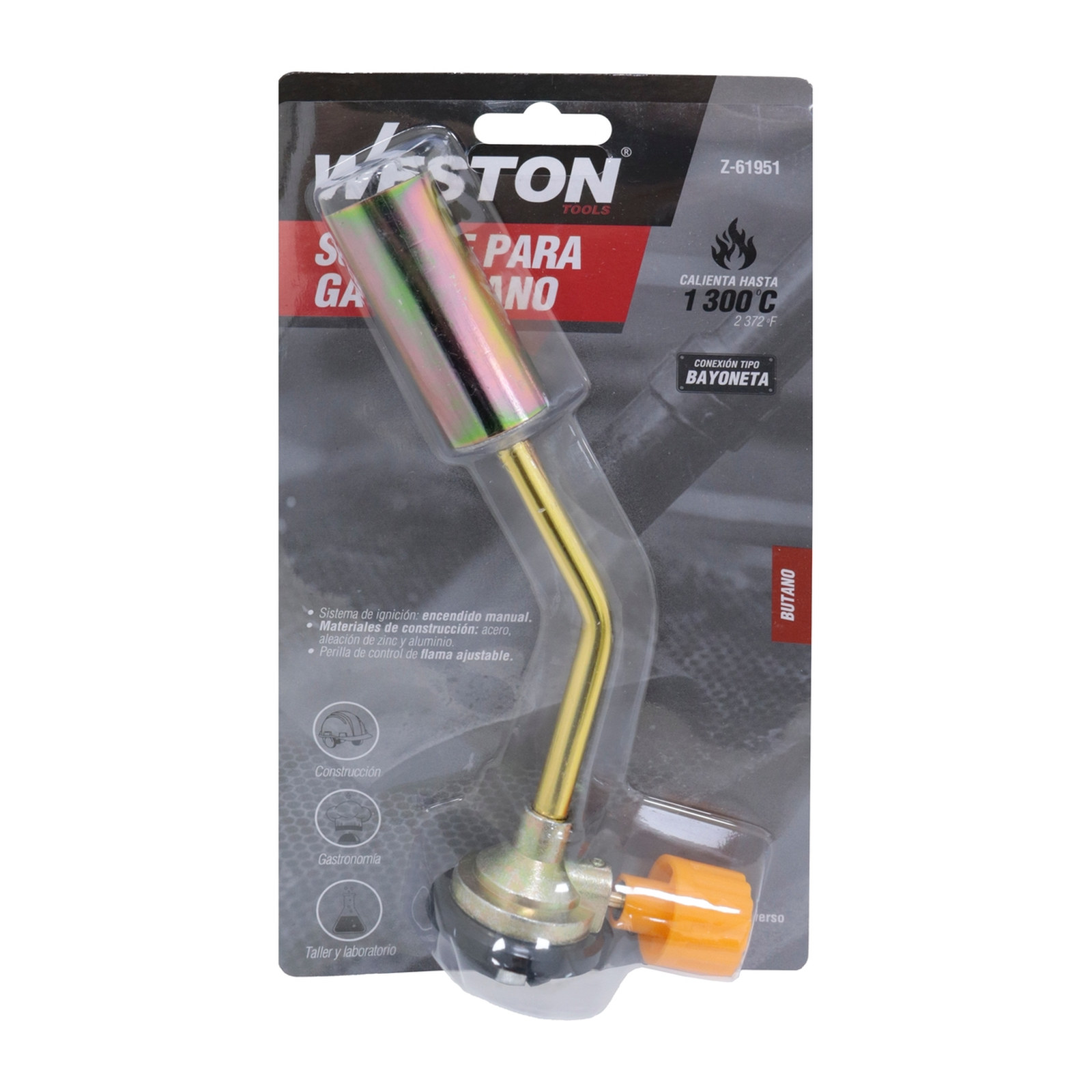 SOPLETE D/BUTANO ENCENDIDO MANUAL PERILLA PLASTICA CUERPO D/ACERO ALEADO CONEXION TIPO BAYONETA - Imagen 3
