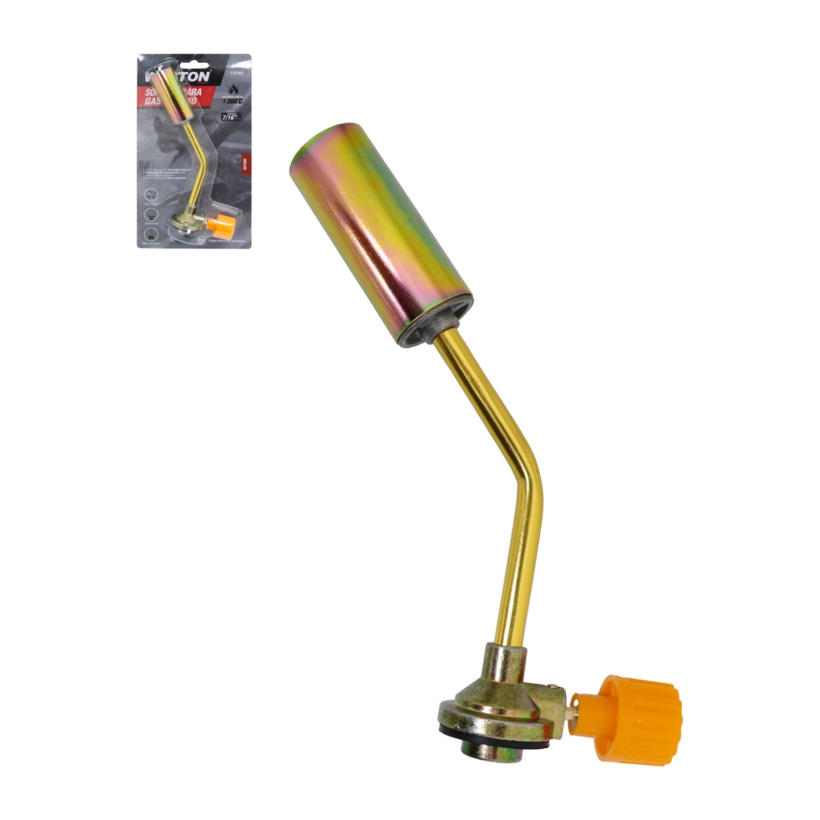 SOPLETE D/BUTANO ENCENDIDO MANUAL PERILLA PLASTICA CUERPO D/ACERO ALEADO CONEXION 7/16"