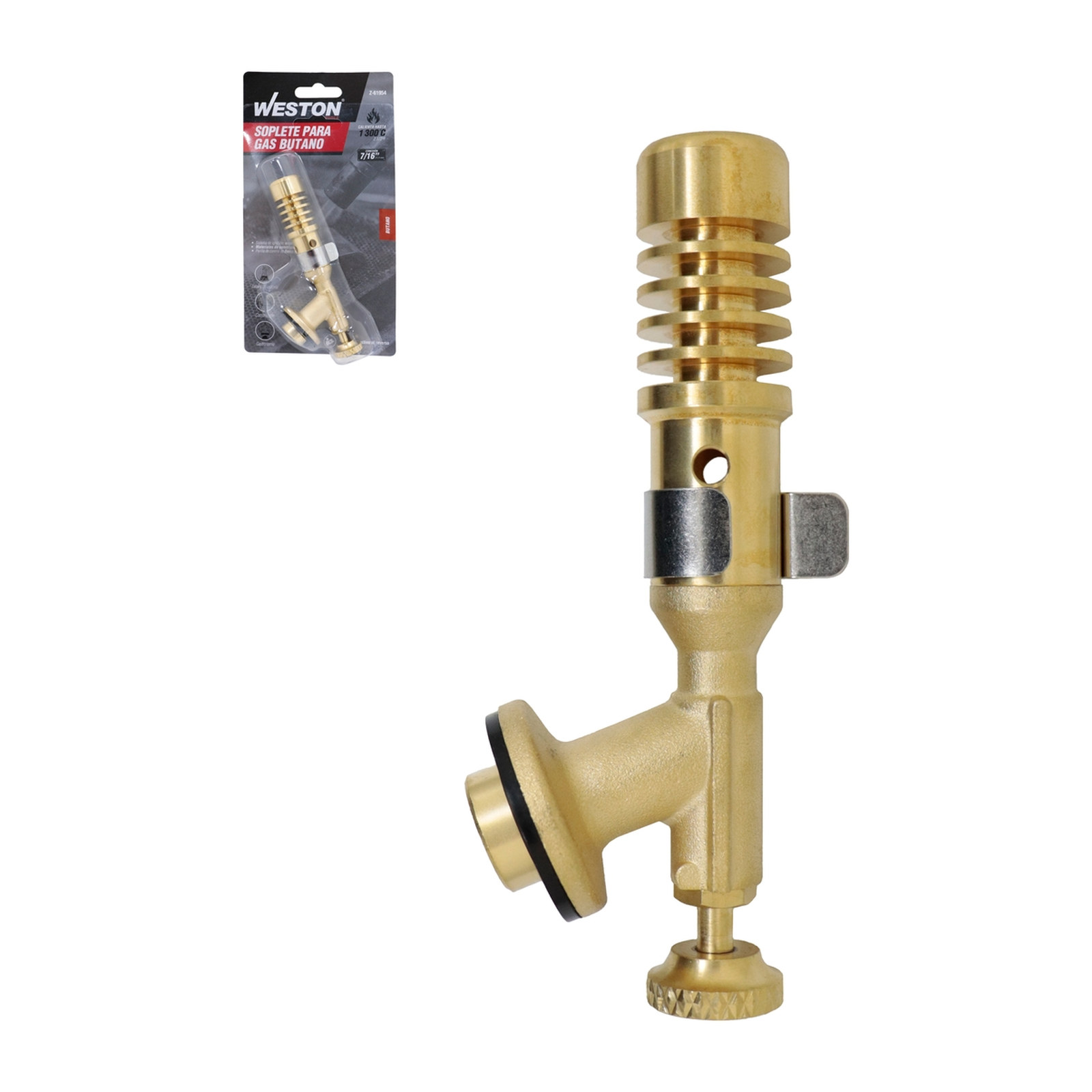 SOPLETE D/BUTANO ENCENDIDO MANUAL CONSTRUCCION EN LATON CONEXION 7/16"