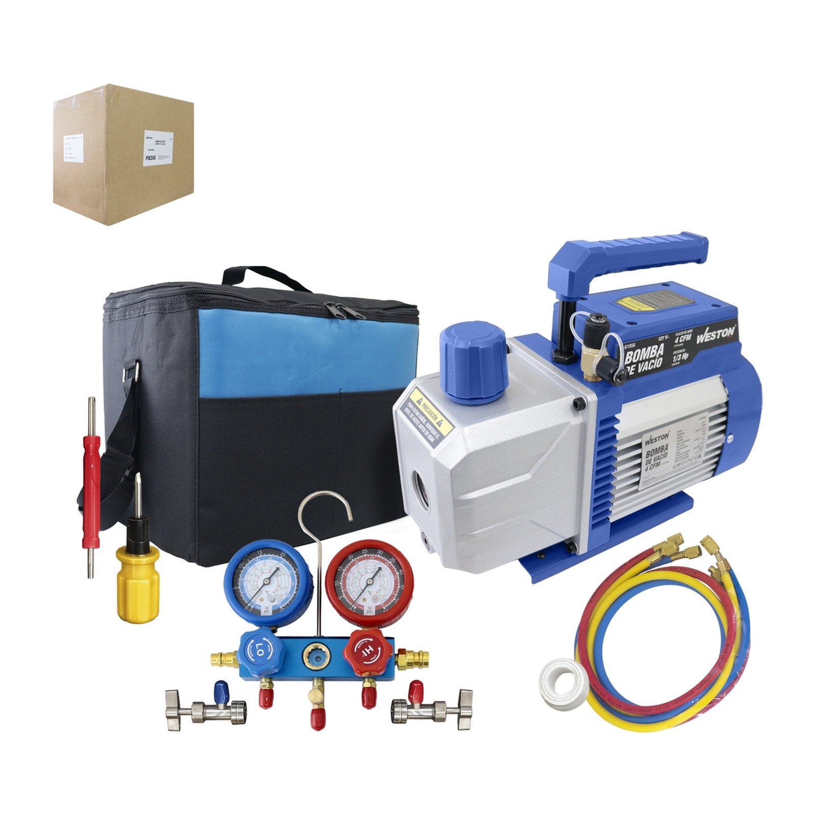 KIT BOMBA D/VACIO 4 CFM HVAC Y MANGUERA REGULADOR