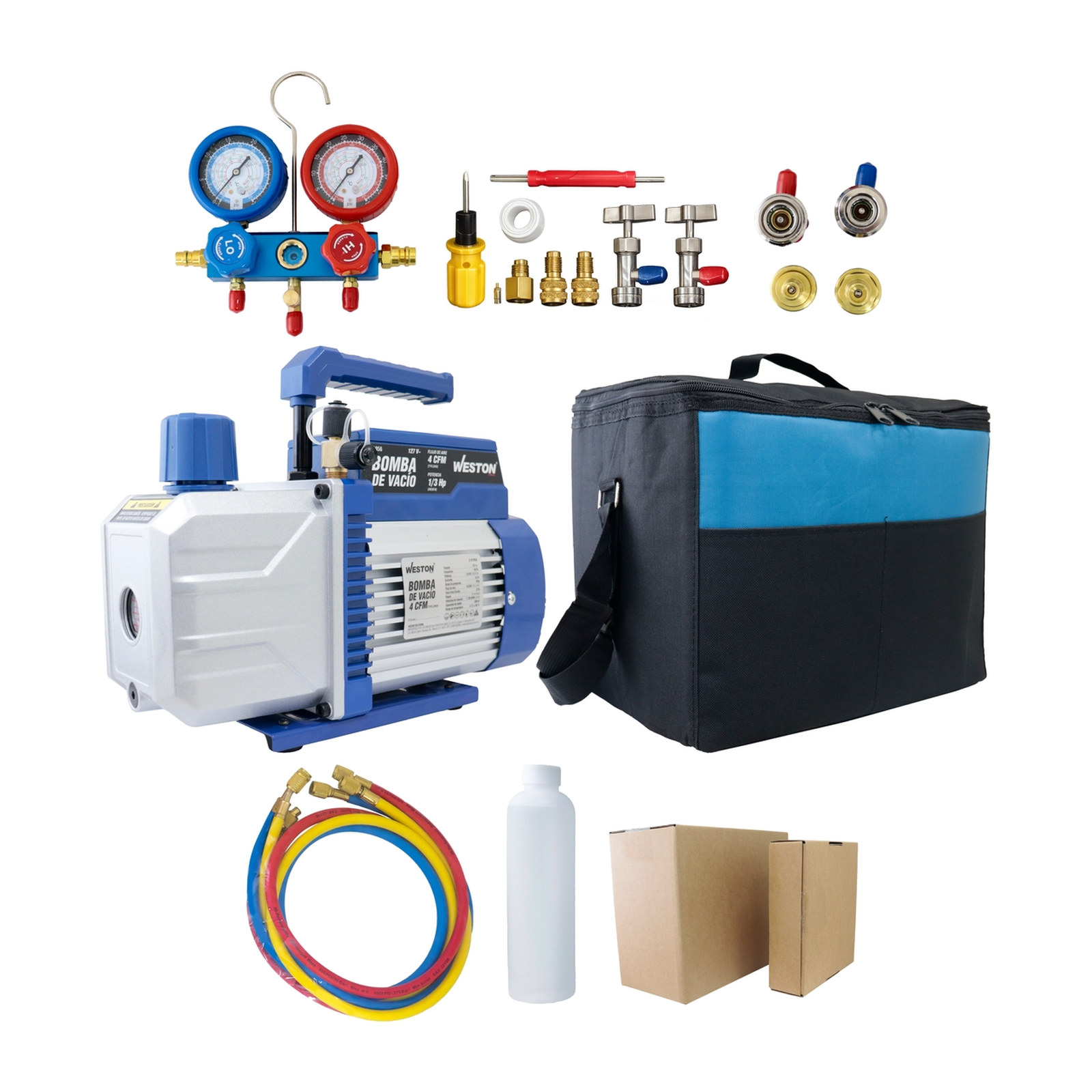 KIT BOMBA D/VACIO 4 CFM HVAC Y MANGUERA REGULADOR - Imagen 2