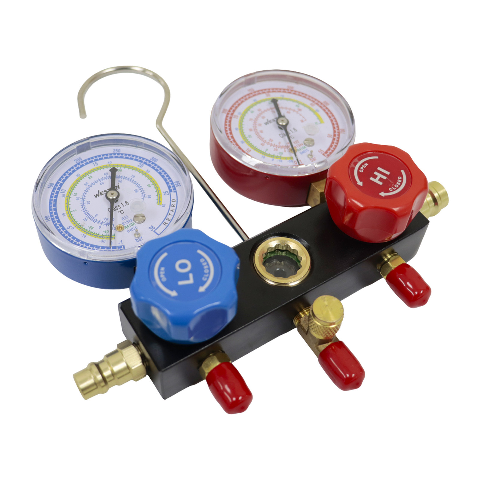 JUEGO D/MANOMETROS MANIFOLD 600 PSI REFRIGERANTE R134A - Imagen 2