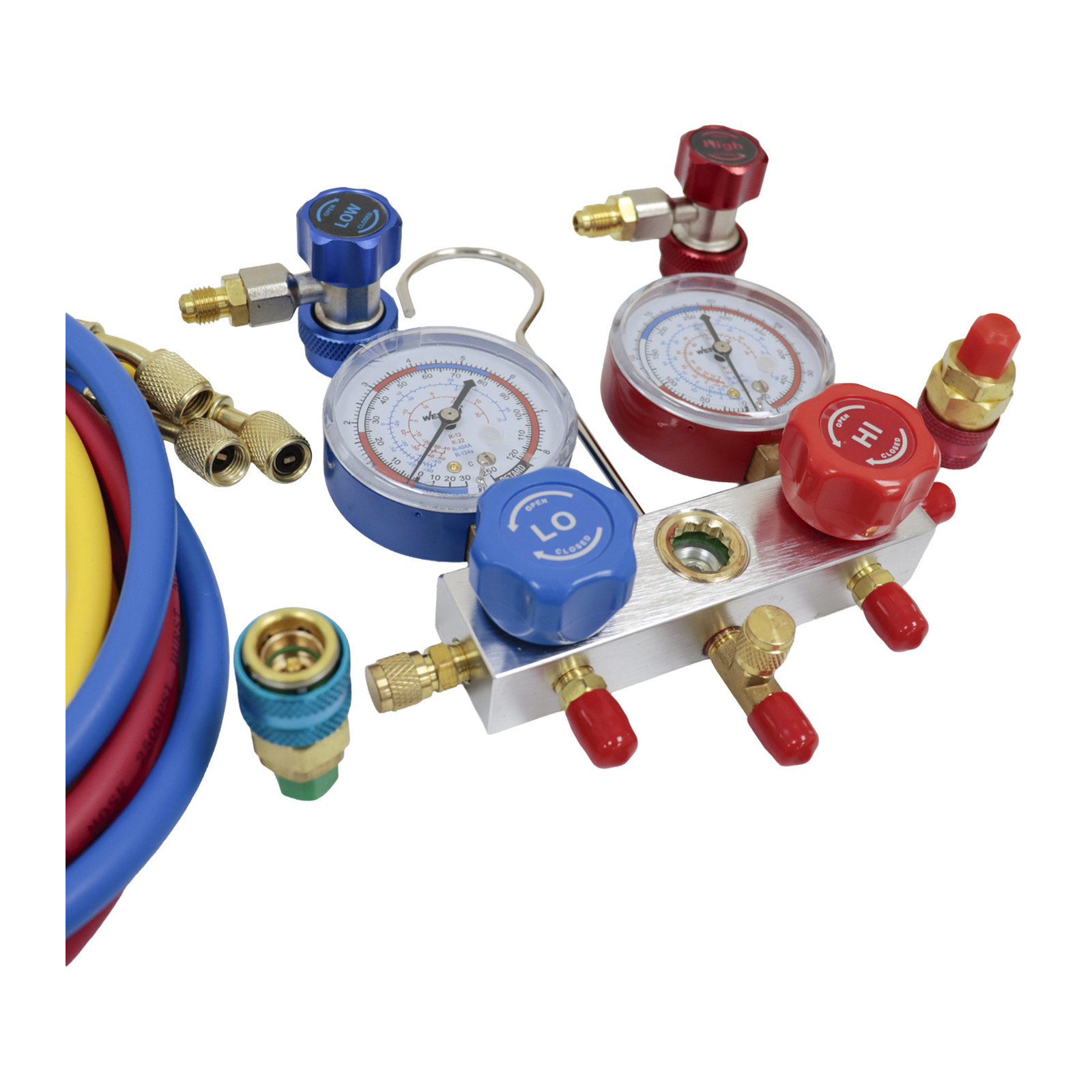 JUEGO D/MANOMETROS MANIFOLD 500 PSI REFRIGERANTE R12 R22 - Imagen 2