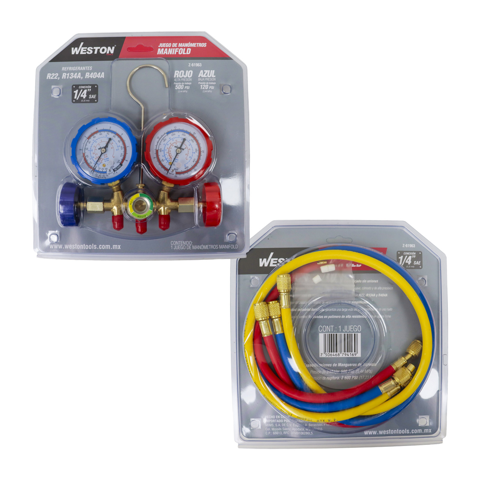 JUEGO D/MANOMETROS MANIFOLD REFRIGERANTES R22 R134A R404A - Imagen 4