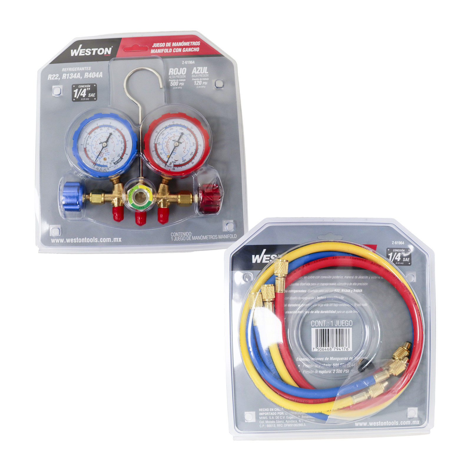 JUEGO D/MANOMETROS MANIFOLD REFRIGERANTES R22 R134A R404A - Imagen 4