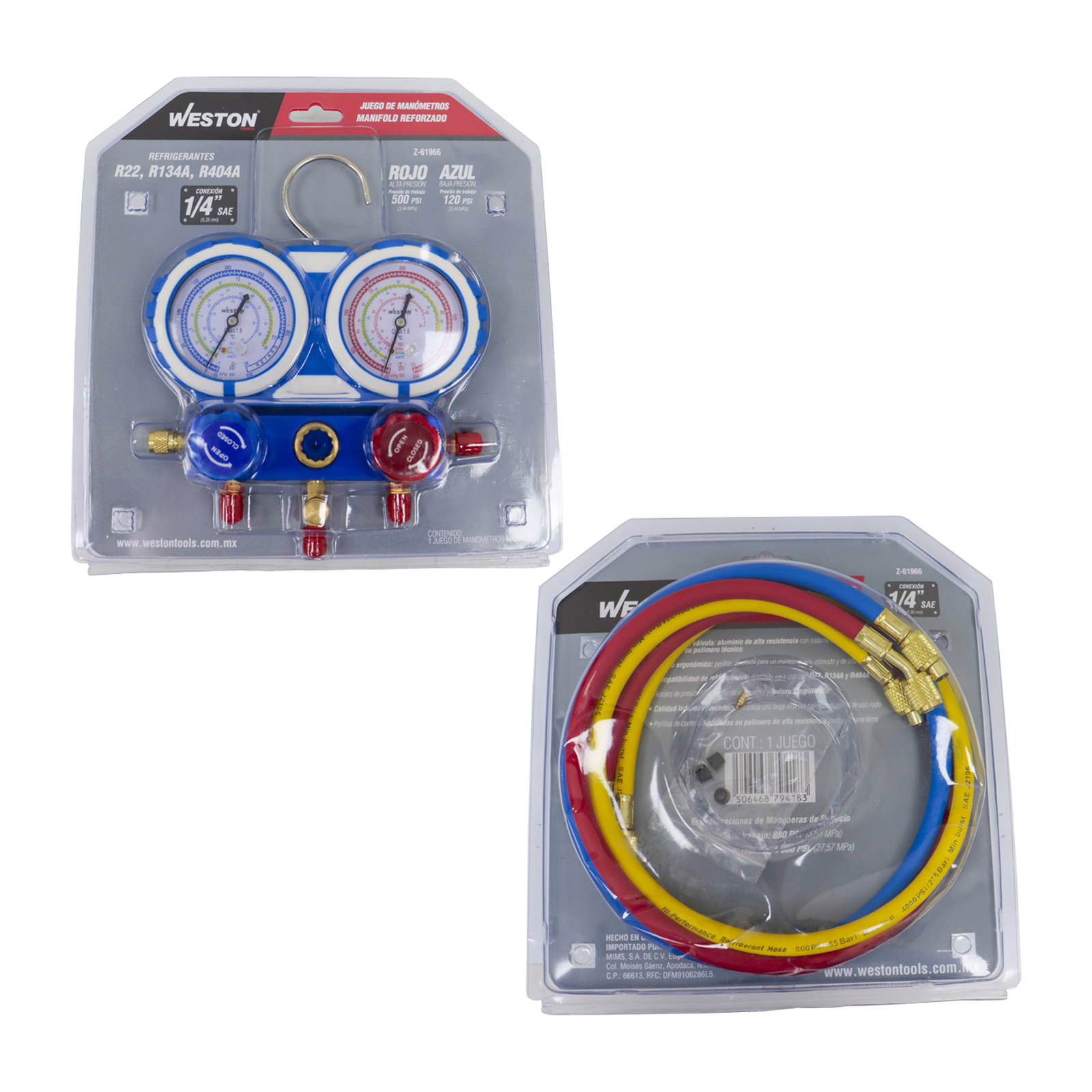 JUEGO D/MANOMETROS MANIFOLD REFORZADO REFRIGERANTES R22 R134A R404A - Imagen 4