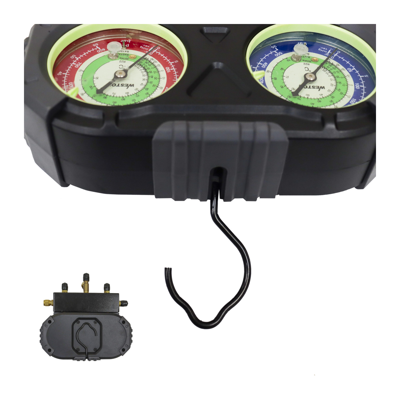 JUEGO D/MANOMETROS MANIFOLD REFRIGERANTES R22 R134A R404A - Imagen 2
