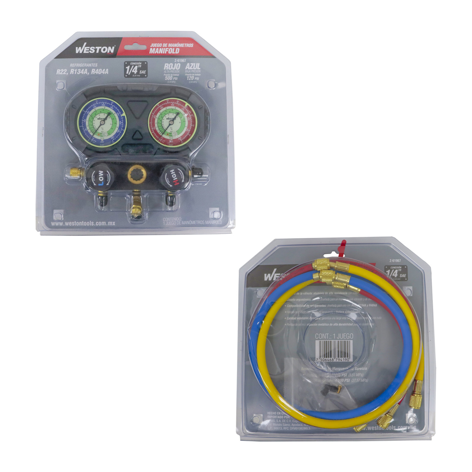 JUEGO D/MANOMETROS MANIFOLD REFRIGERANTES R22 R134A R404A - Imagen 4