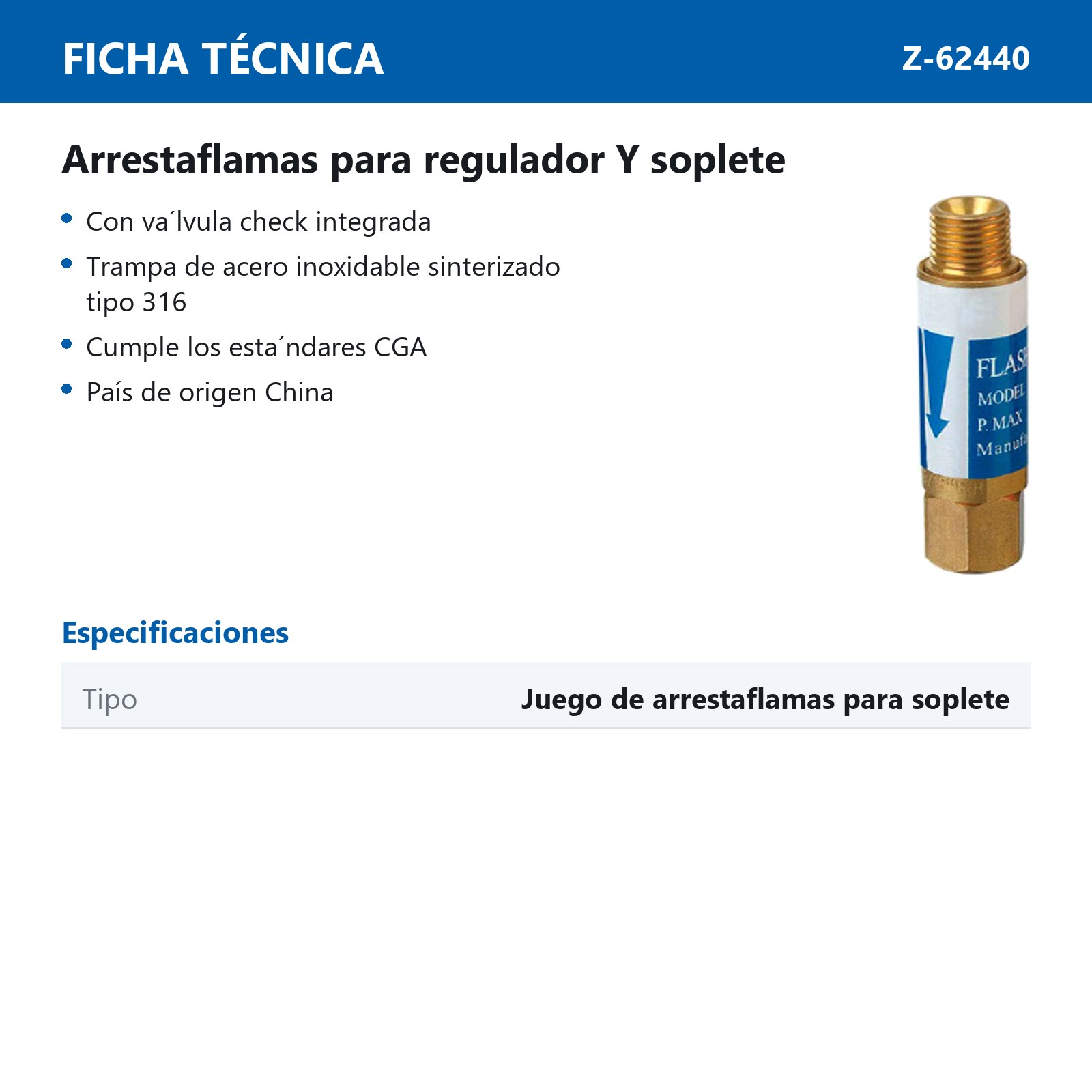 JGO. D/ARRESTAFLAMAS PARA SOPLETE (OXIGENO Y ACETILENO) - Imagen 2