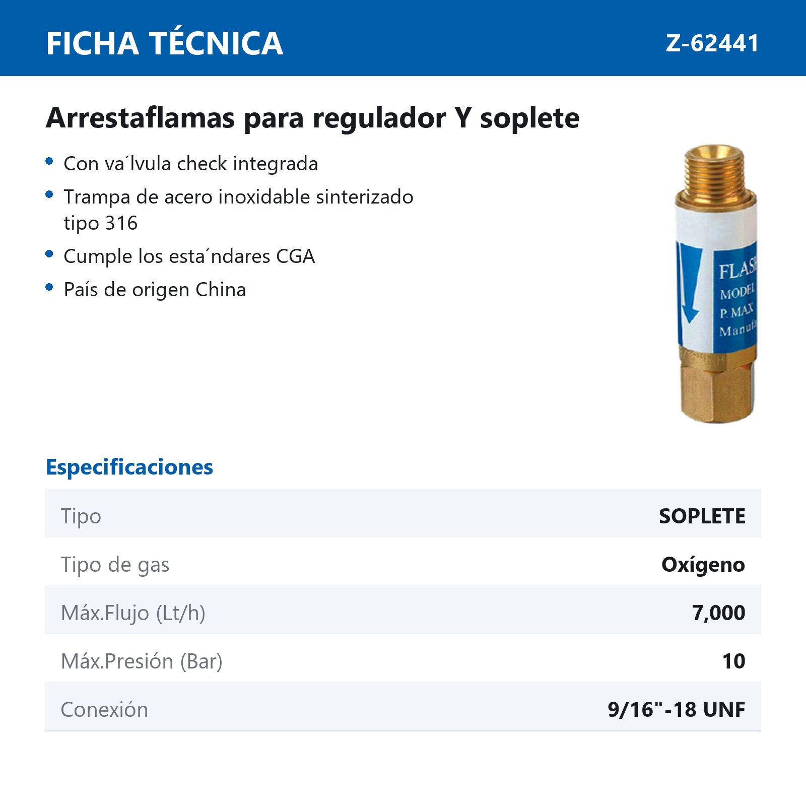ARRESTAFLAMAS DE OXIGENO P/SOPLETE - Imagen 2