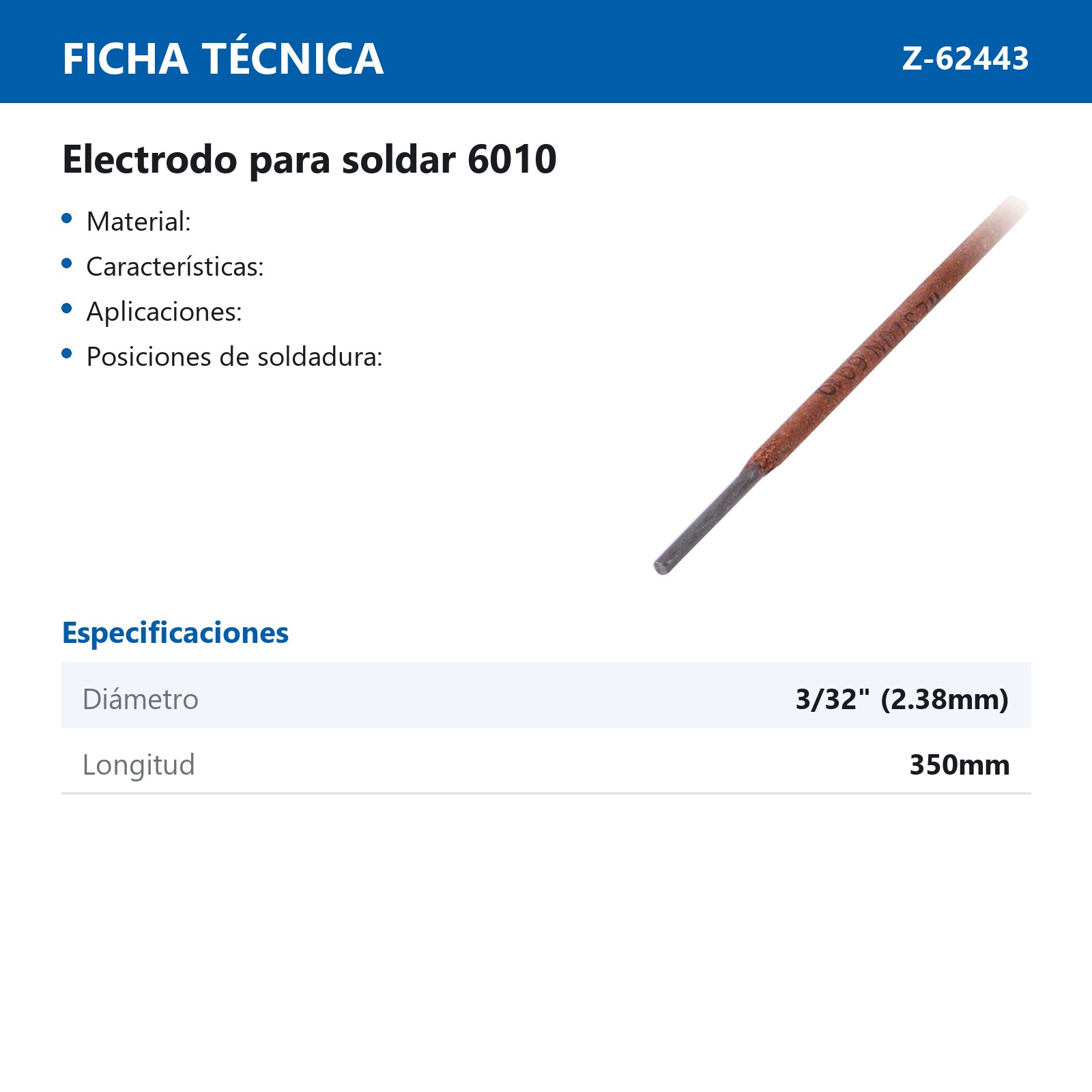 ELECTRODO PARA SOLDAR 6010 3/32"- 350MM 5KG - Imagen 4