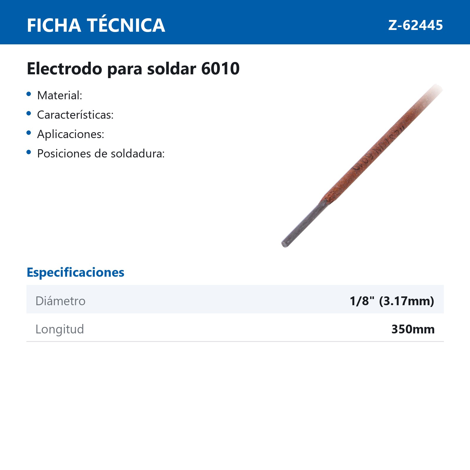 ELECTRODO PARA SOLDAR 6010 1/8"- 350MM 5KG - Imagen 3