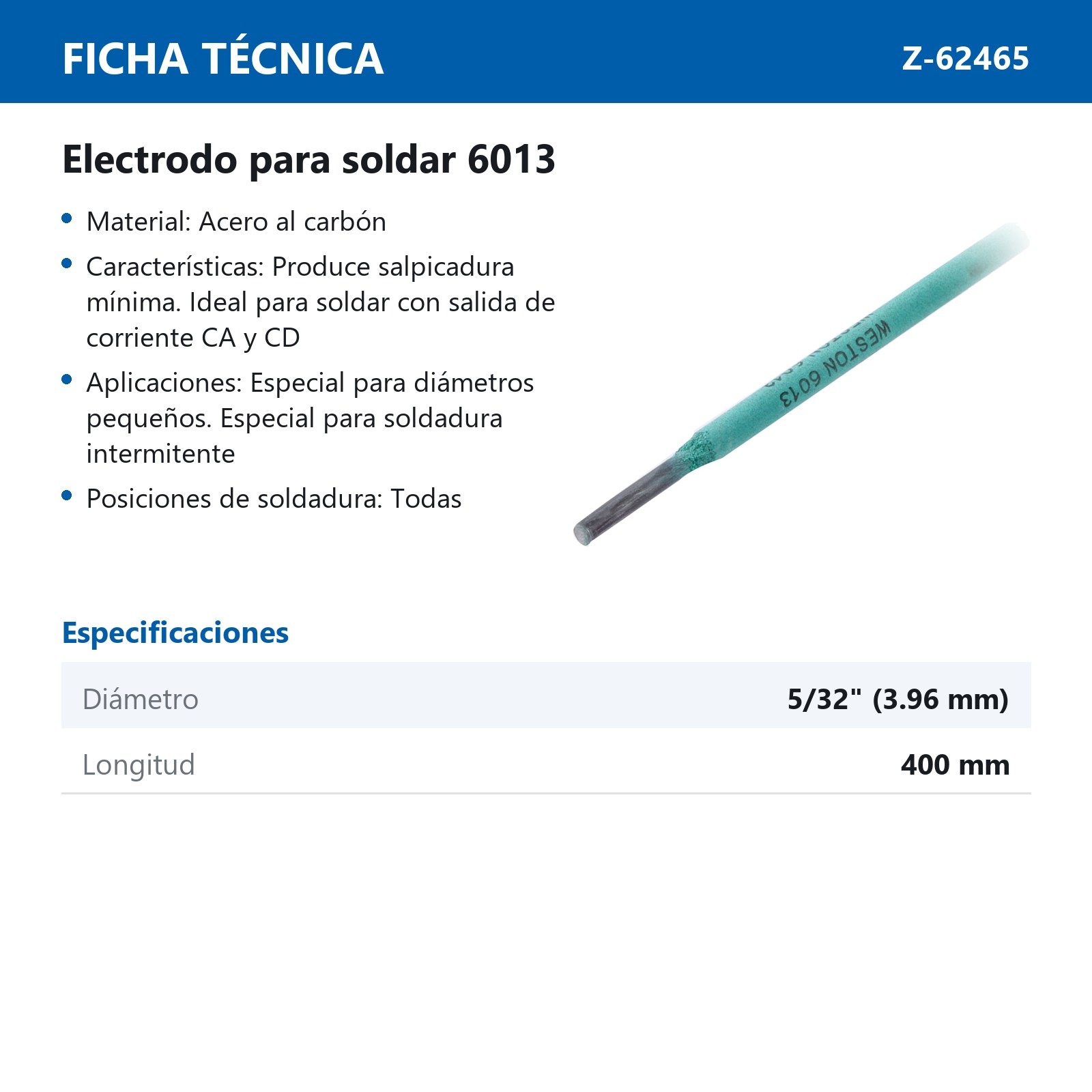 ELECTRODO PARA SOLDAR 6013 5/32"- 400MM 5KG - Imagen 3