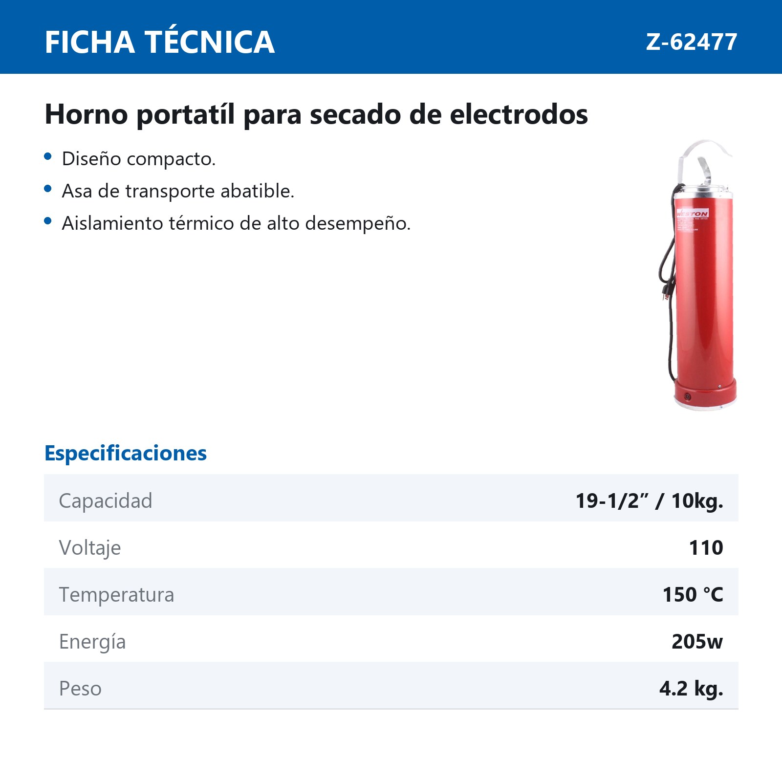 HORNO PORTATIL P/SECADO D/ELECTRODOS 110 - Imagen 2