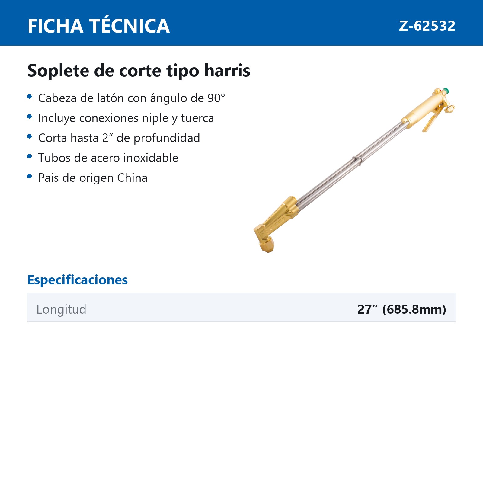 SOPLETE D/CORTE SERIE T/HARRIS P/ACET.Y PROP 27" - Imagen 2