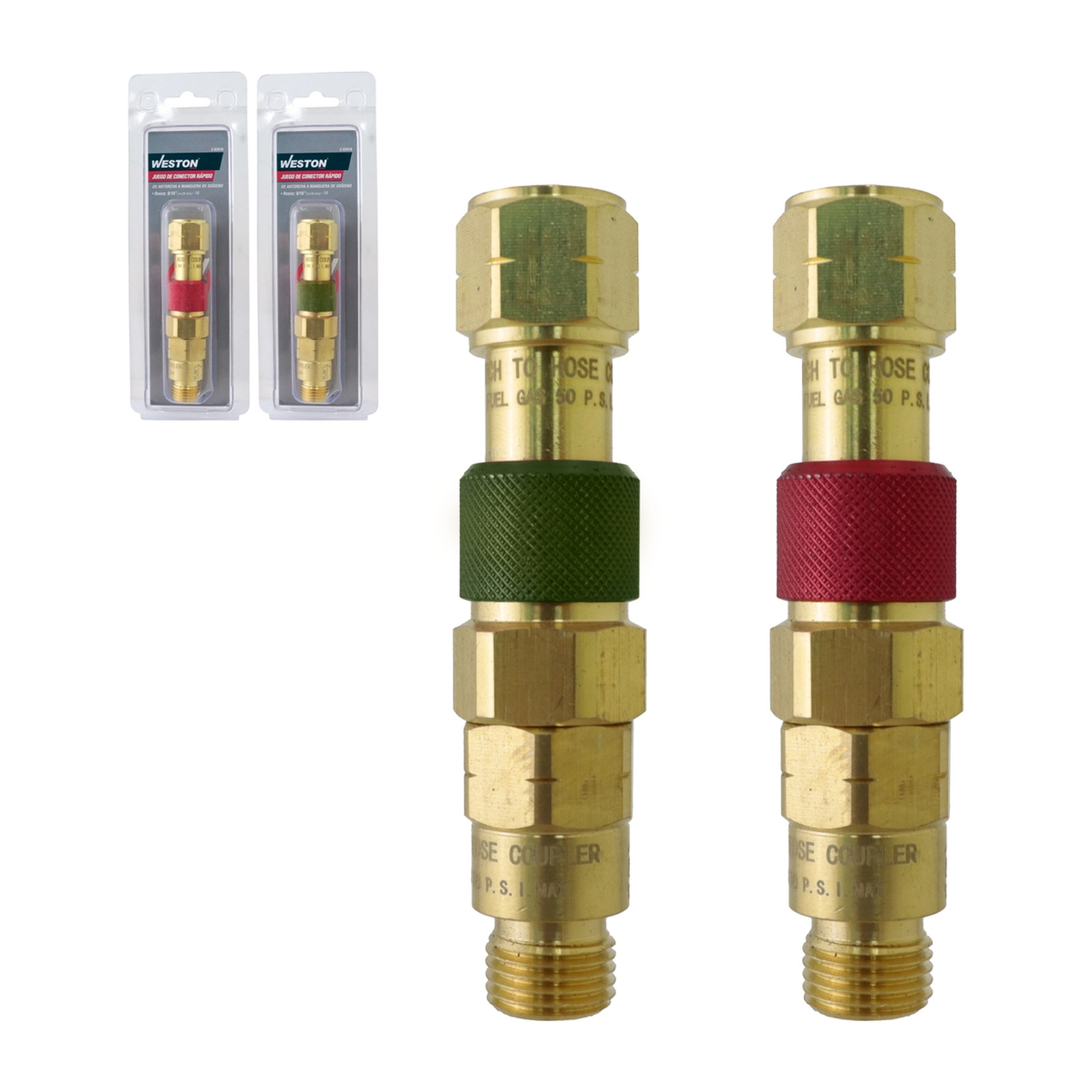 JUEGO DE CONECTORES RAPIDOS ANTORCHA A MANGUERA D/OXIGENO 9/16"-18 (2 PIEZAS)