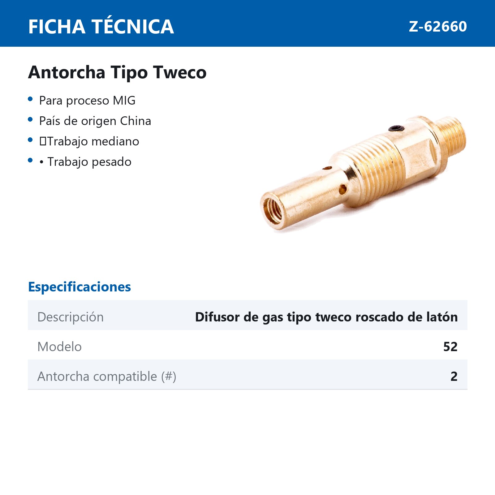 DIFUSOR DE GAS T/TWECO 52 (Precio x pieza - Empaque c/10 pzas) - Imagen 3