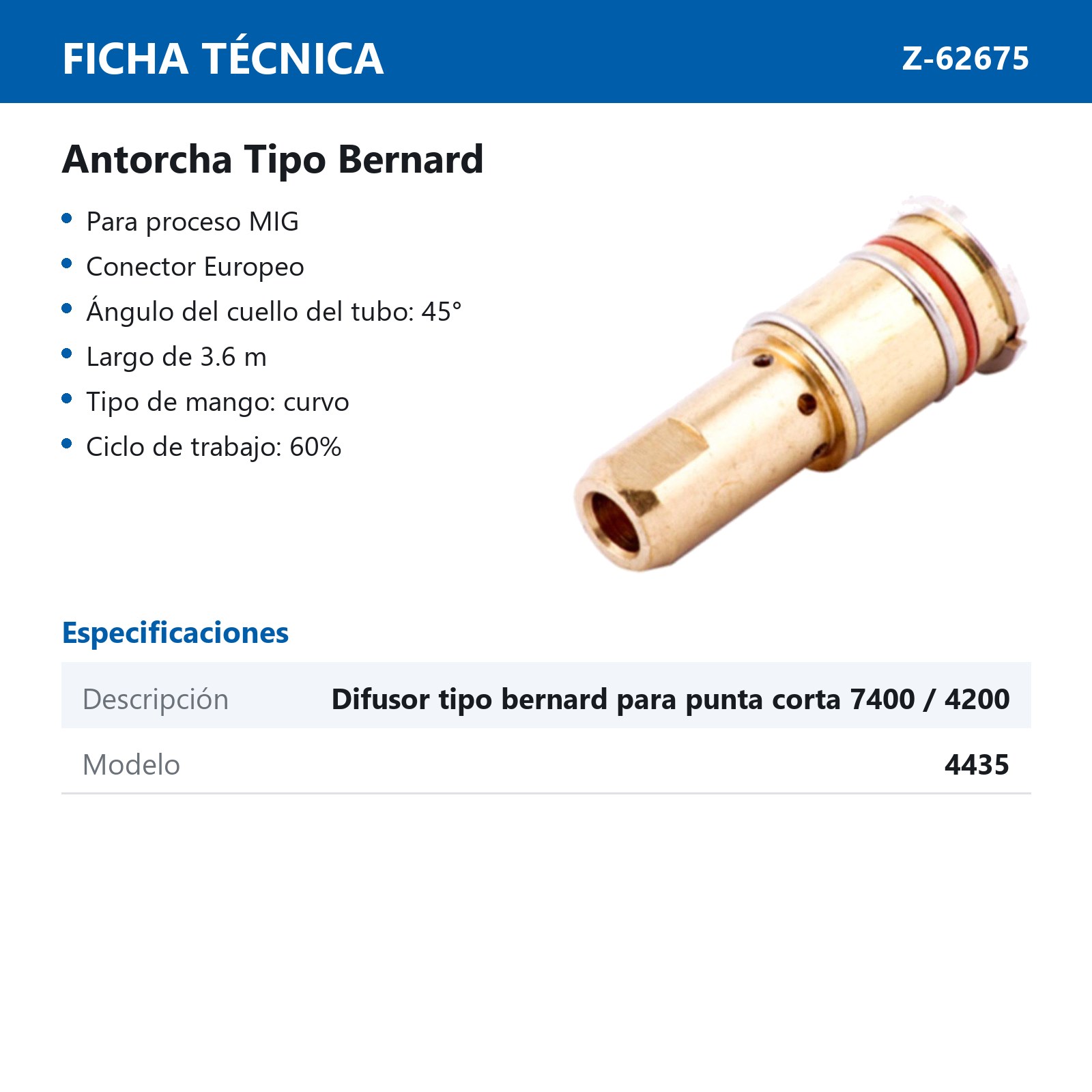 DIFUSOR 4435 P/PUNTA CORTA T/BERNARD (Precio x pieza - Empaque c/10 pzas) - Imagen 3