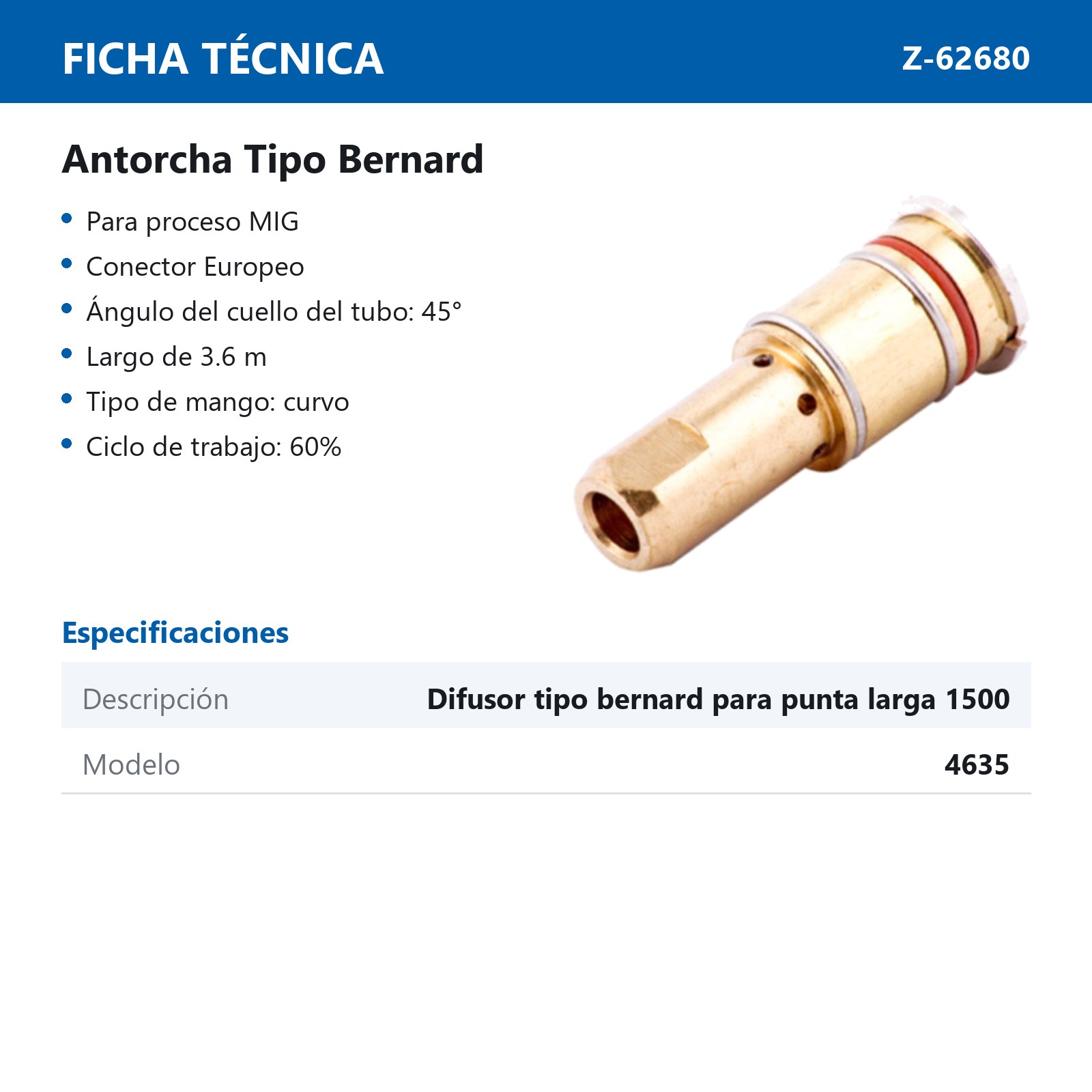 DIFUSOR 4635 P/PUNTA LARGA T/BERNARD (Precio x pieza - Empaque c/10 pzas) - Imagen 3