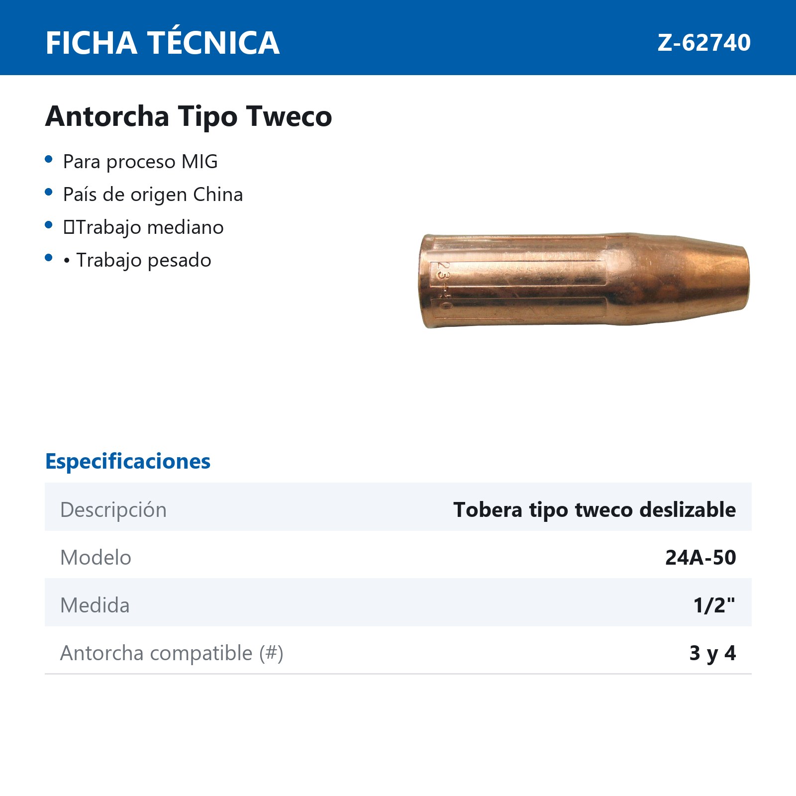 TOBERA 1/2" T/TWECO DESLIZABLE 24A-50 (Precio x pieza - Empaque c/10 pzas) - Imagen 3