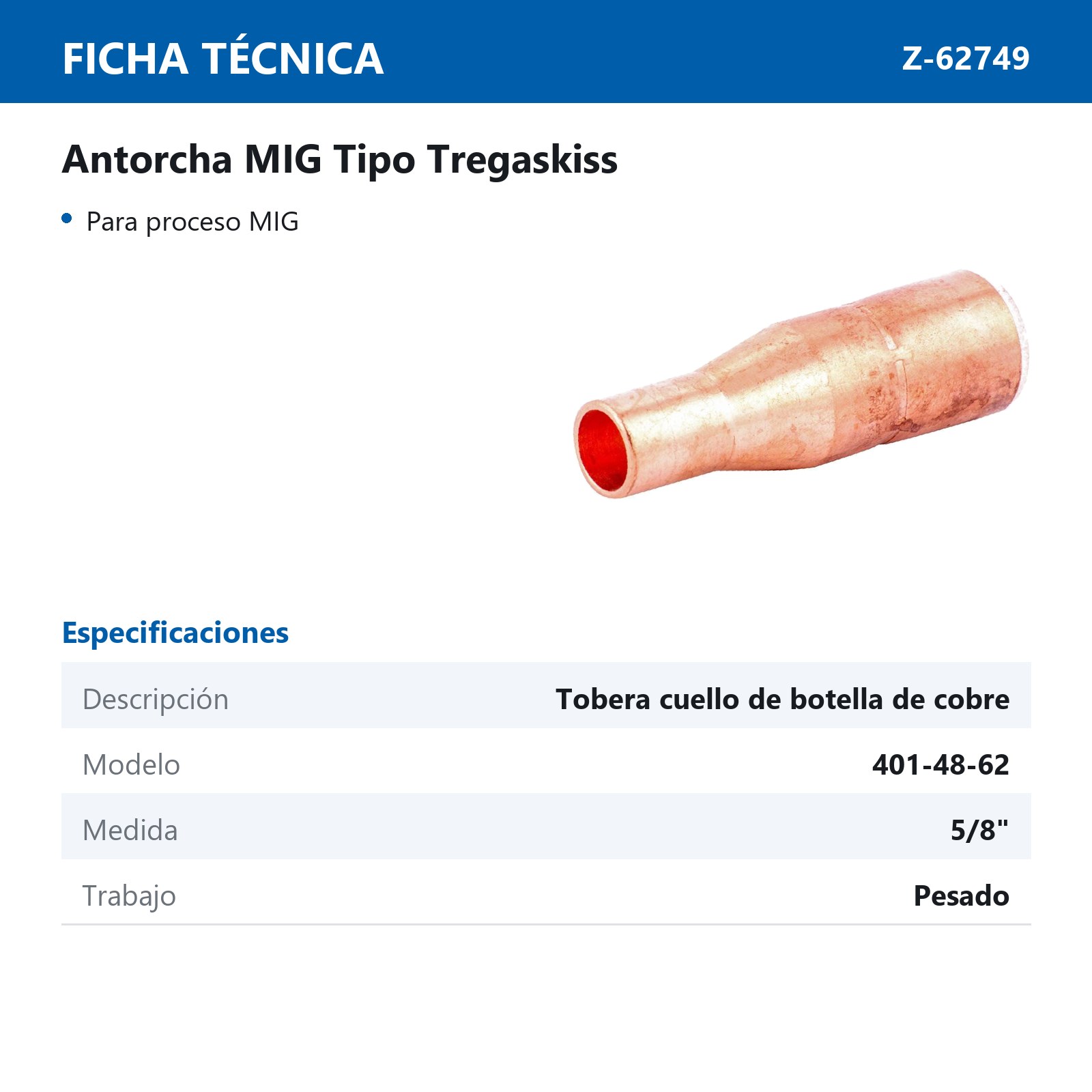 401-48-62 TOBERA COBRE T/TREG HEAVY DUTY 5/8 (Precio x pieza - Empaque c/10 pzas) - Imagen 3