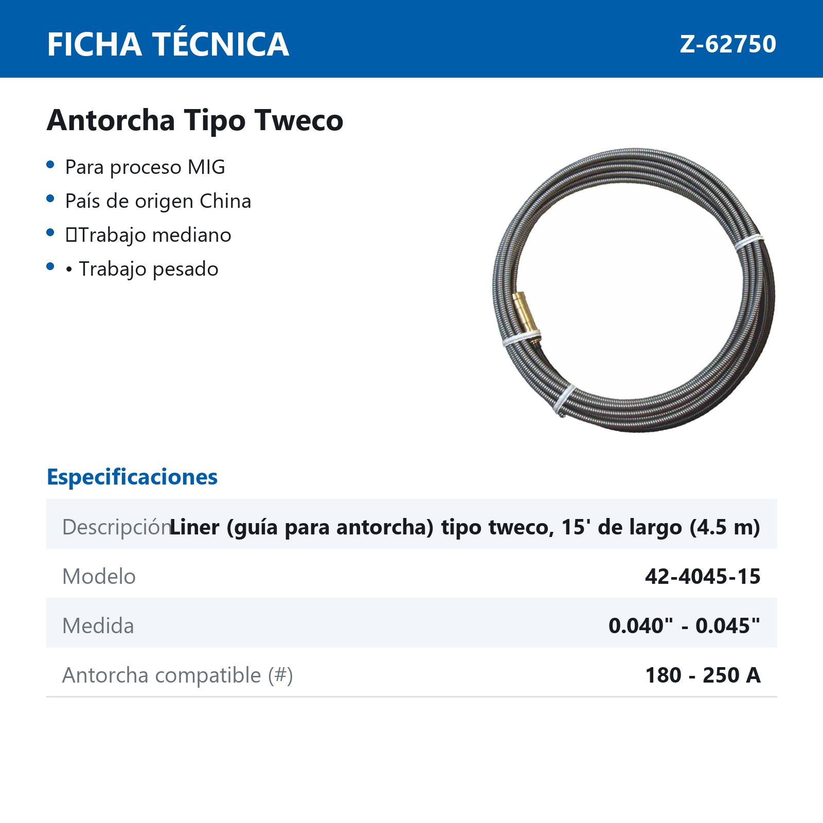 LINER .040"-.045" 15FT T/TWECO 42-4045-15 - Imagen 2
