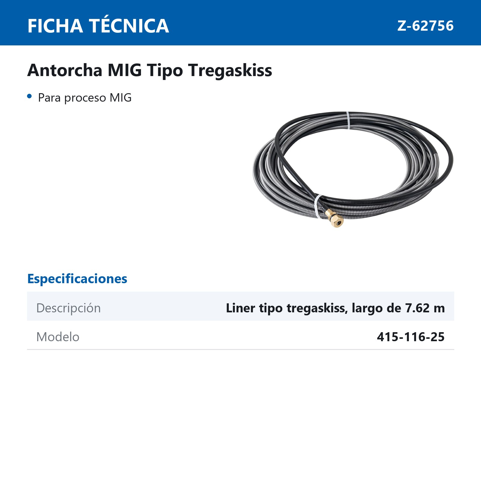 LINER TIPO TREGASKISS 0.045" 415-116-25 - Imagen 3