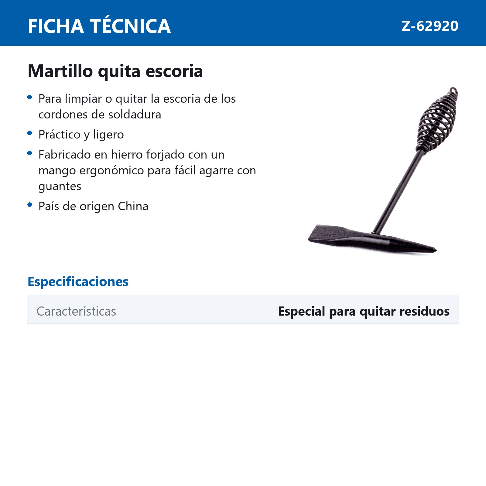 MARTILLO QUITA ESCORIA 10" - Imagen 2