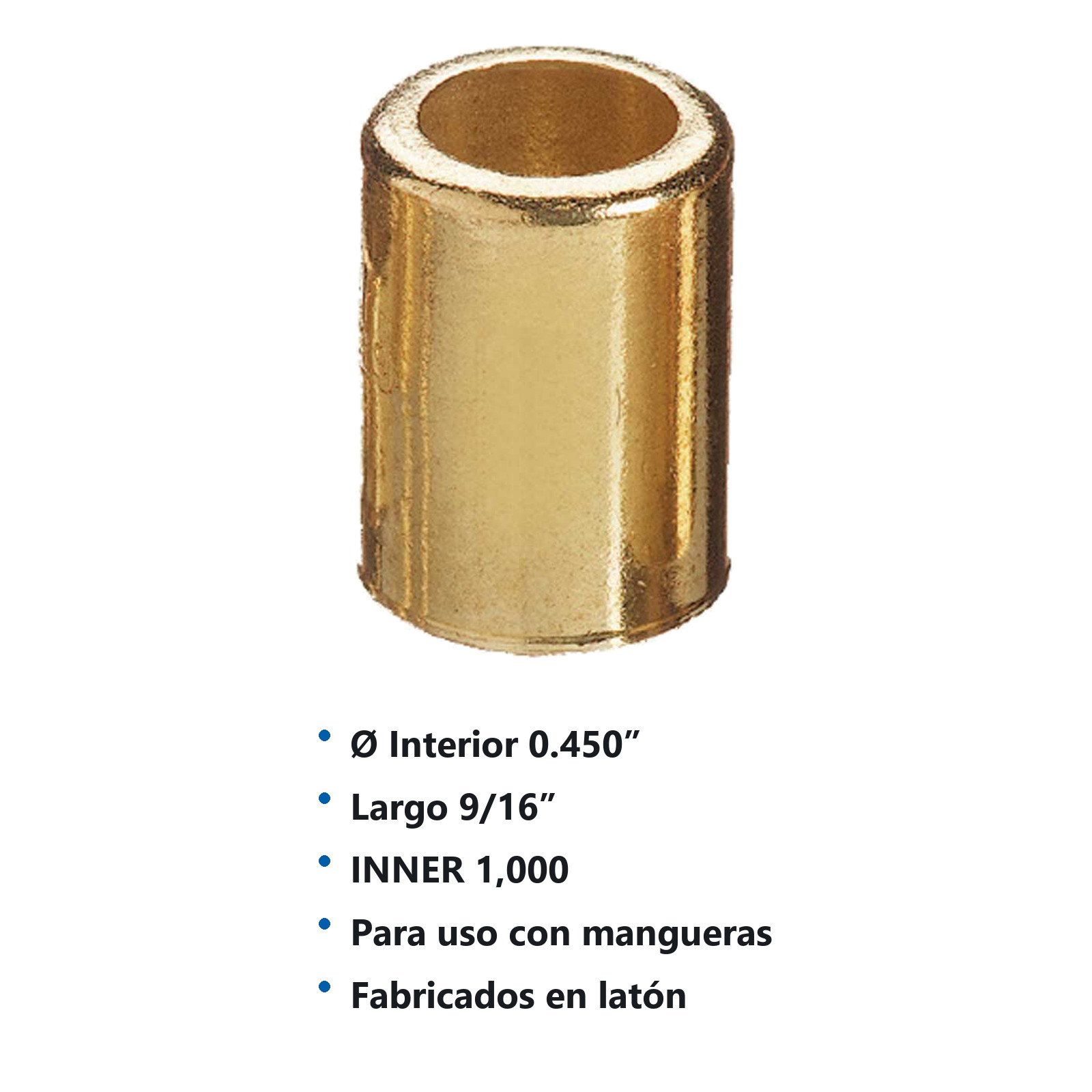 FERRUL DIAM .INT .450" LARGO 9/16" - Imagen 2