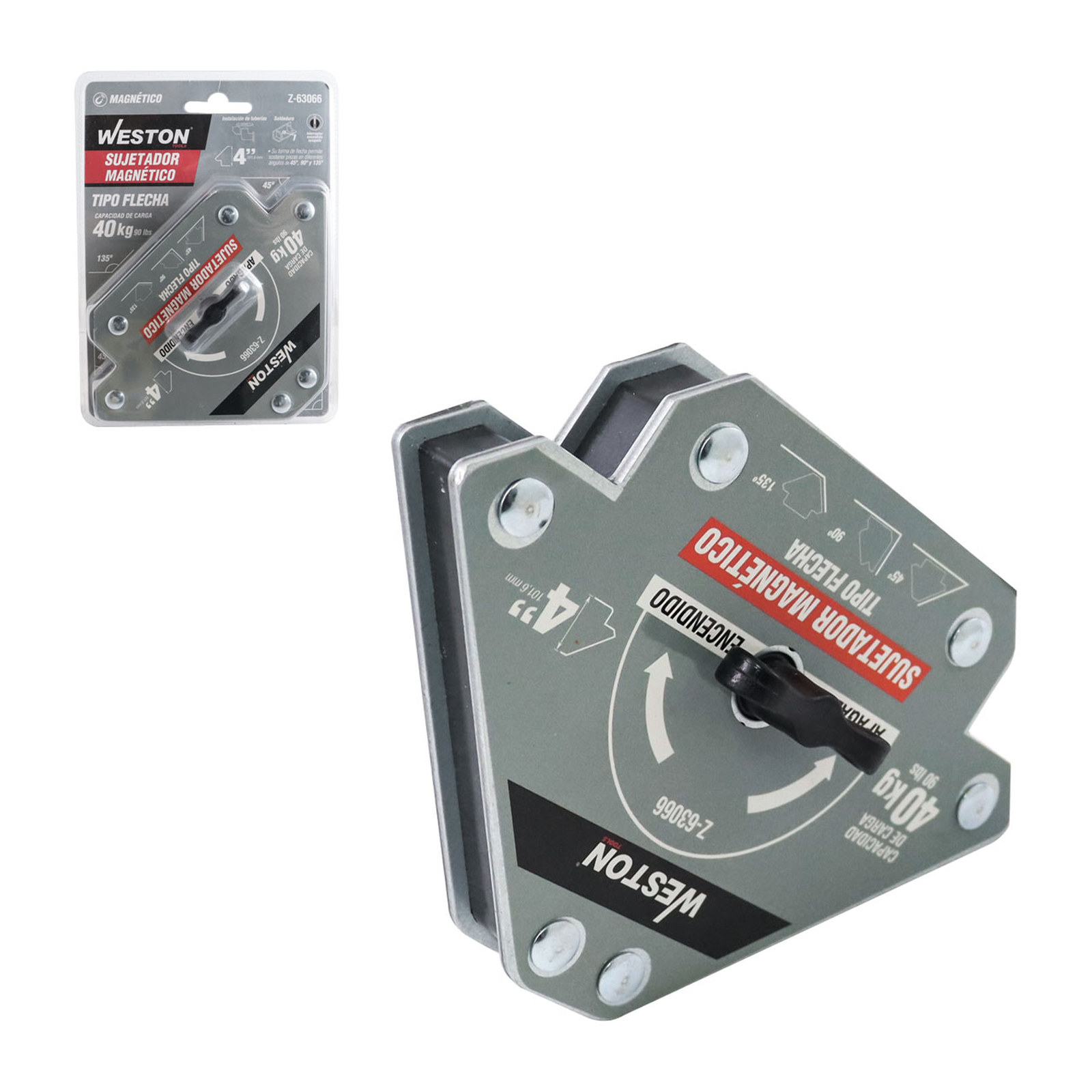 Sujetador Magnético Tipo Flecha para Soldar 4" 40 kg Weston