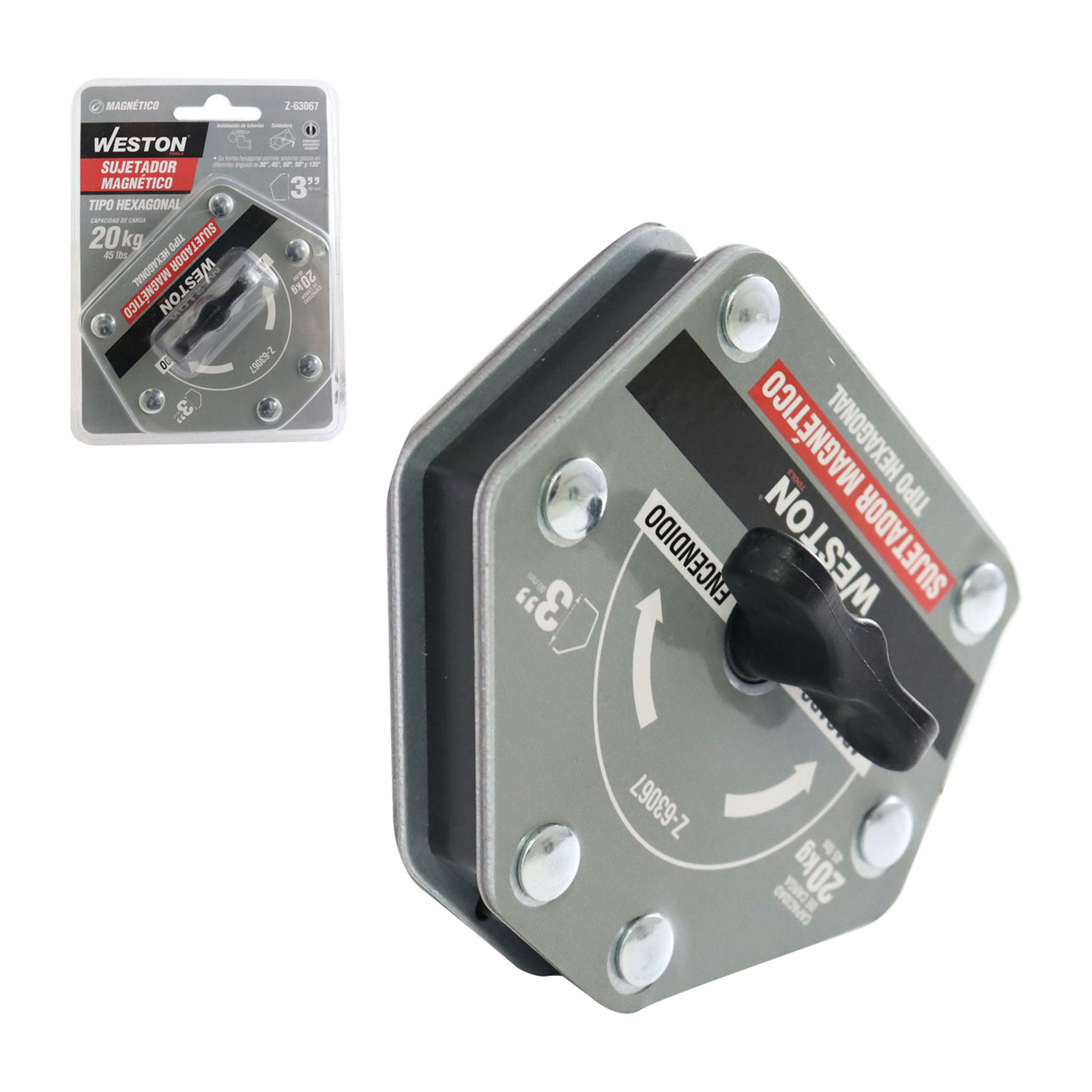 Sujetador Magnético Hexagonal para Soldar 3" 20 kg Weston
