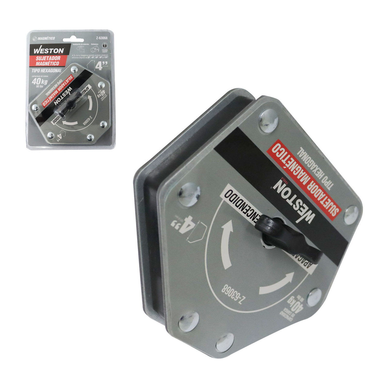 Sujetador Magnético Hexagonal para Soldar 4" 40 kg Weston