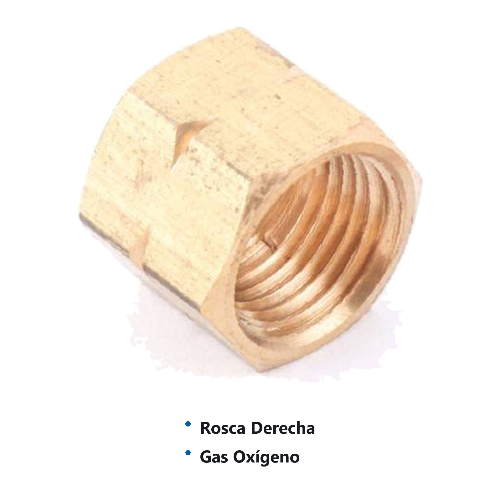 CONEXION PARA MANGUERA CUATA 1/4" ROSCA 9/16"-18 DERECHA OXIGENO - Imagen 2