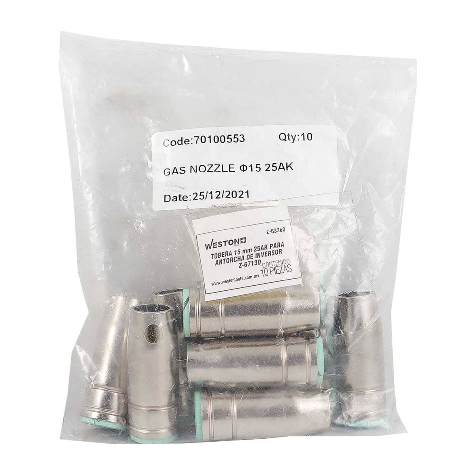 TOBERA 15MM MB25 145.0076 P/ANTORCHA TIPO BINZEL MB25 Z-65525 (Precio x pieza - Empaque c/10 pzas) - Imagen 2