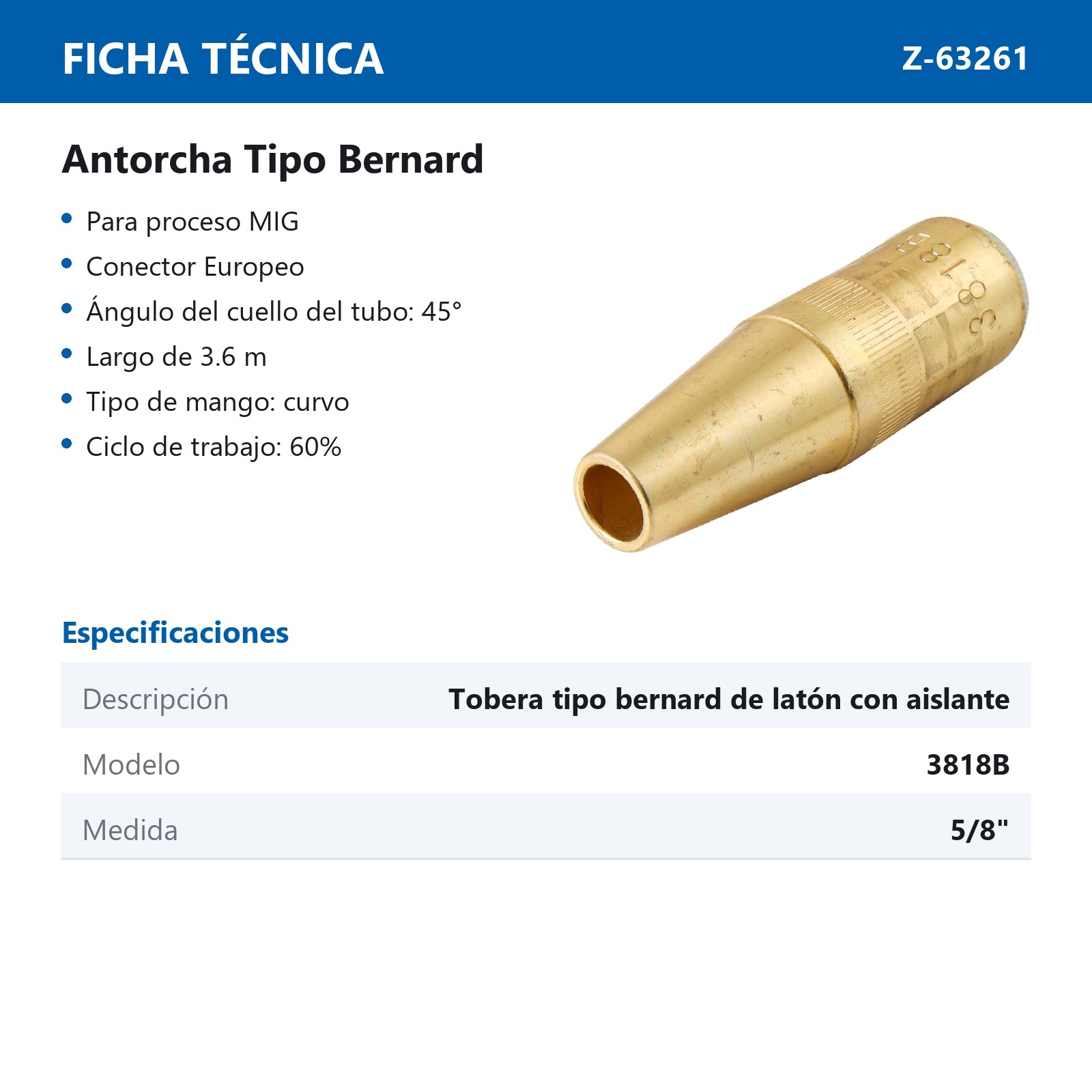 TOBERA TIPO BERNARD 5/8" 3818B (Precio x pieza - Empaque c/10 pzas) - Imagen 4