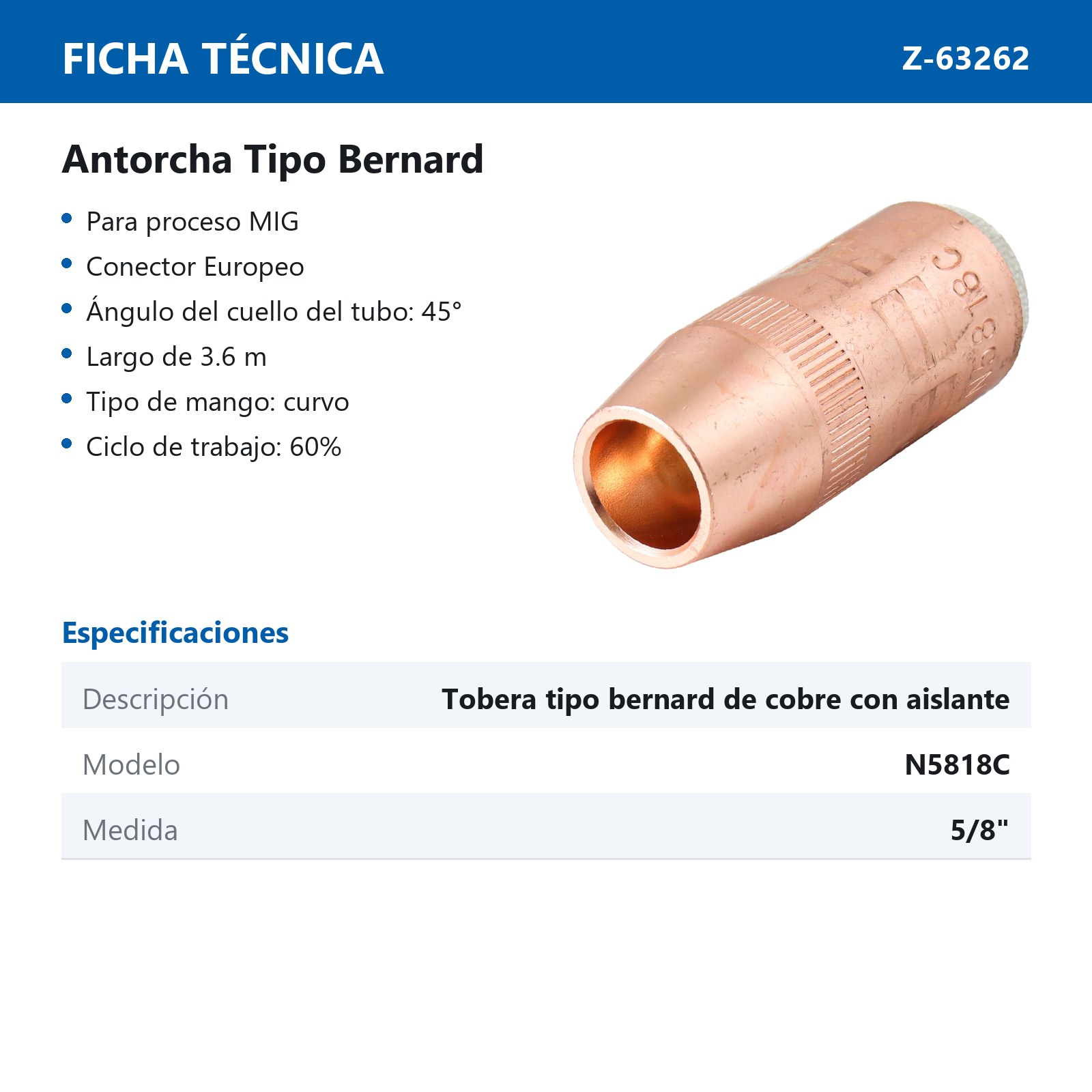 TOBERA TIPO BERNARD 5/8" N5818C (Precio x pieza - Empaque c/10 pzas) - Imagen 4