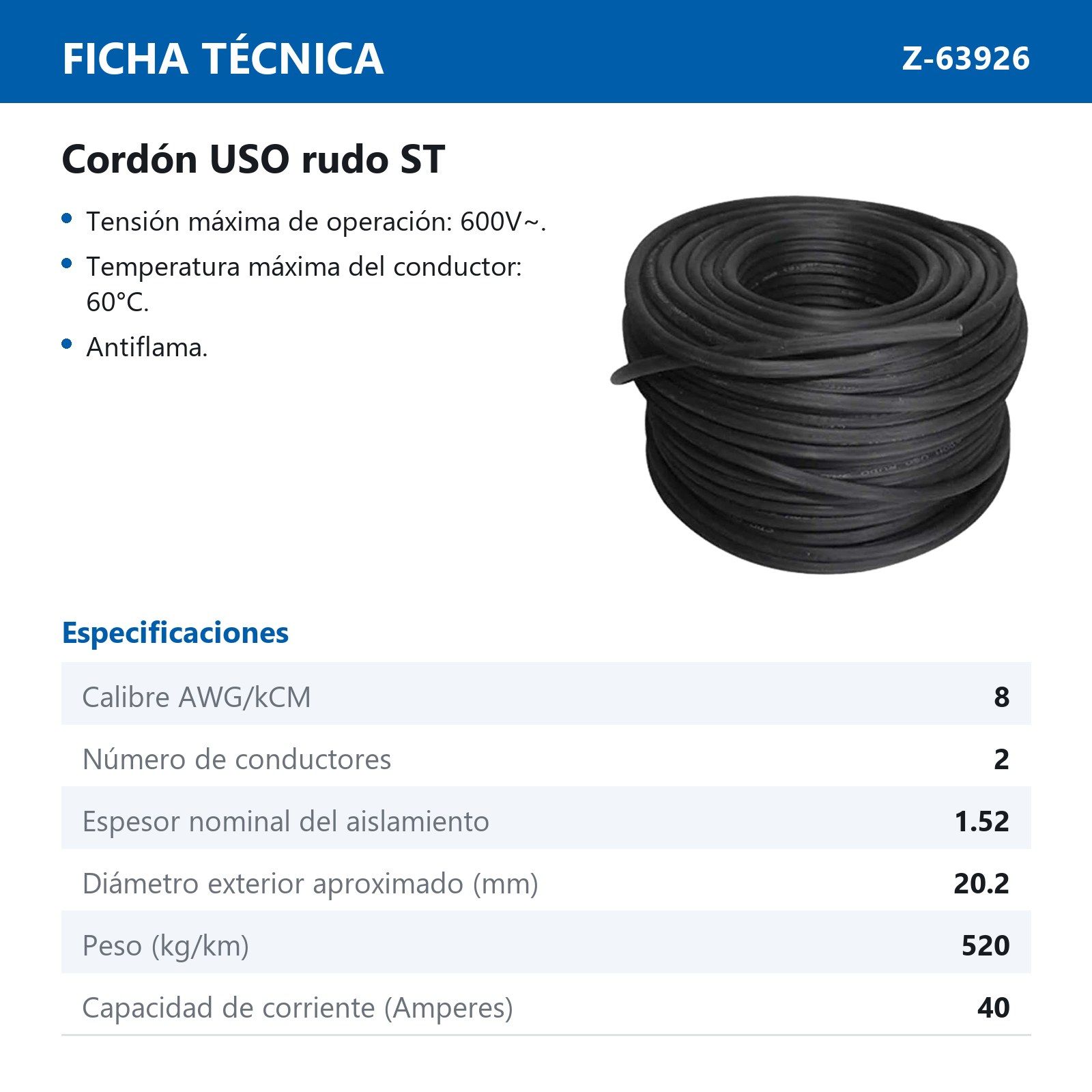 CABLE USO RUDO 2/8 (100 METROS) - Imagen 2